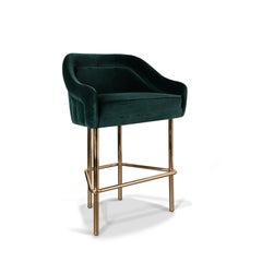 Mid-Century Modern Katharina Counter Stool Velvet Made in Portugal by Ottiu