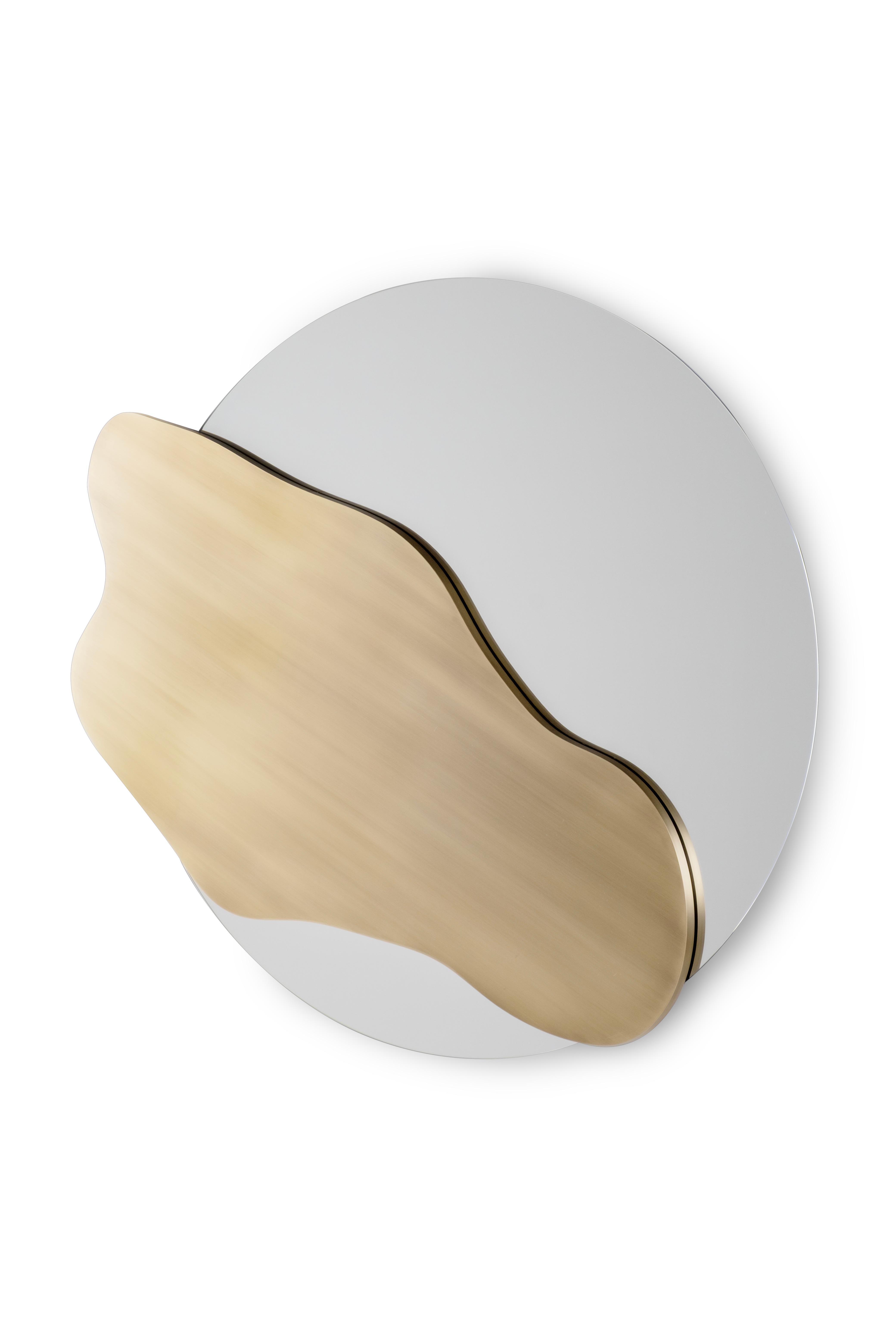 Miroir mural Kea moderne du milieu du siècle, miroir, noir, laiton, fait à la main par Greenapple en vente 3
