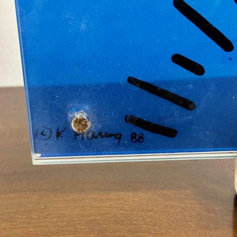 MidCentury Modern Keith Haring Sculpture / Lamp, Glass and Stone