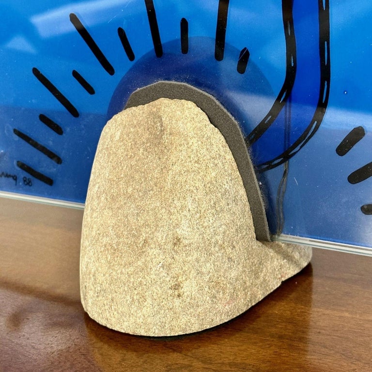 MidCentury Modern Keith Haring Sculpture / Lamp, Glass and Stone