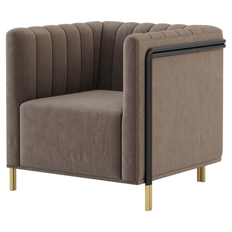 MidCentury Modern Kensington Armchair Made with Iron, Textile and