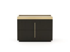 Mid-Century Modern Kensington Nightstand Made with Oak, Glass and Brass