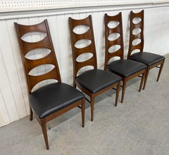 Mid-Century Modern Kent Coffey Catseye Walnut Dining Chairs - Set of 4