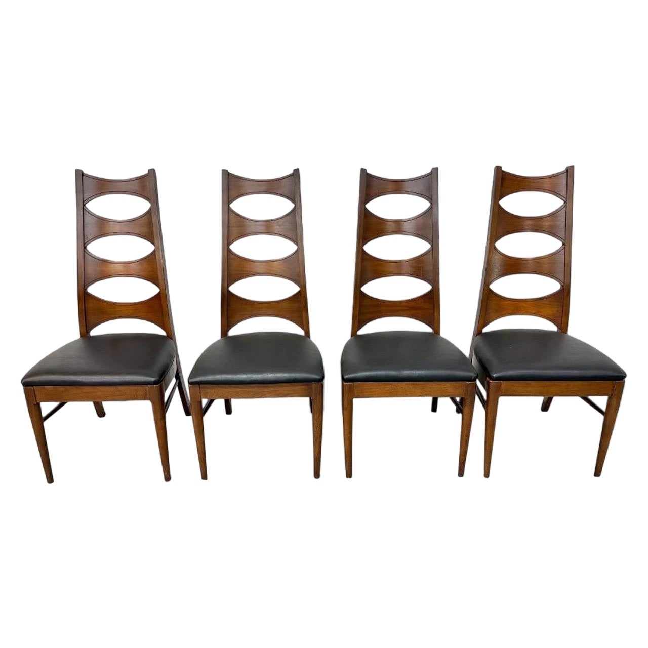Mid-Century Modern Kent Coffey Catseye Walnuss Esszimmerstühle - Satz von 4