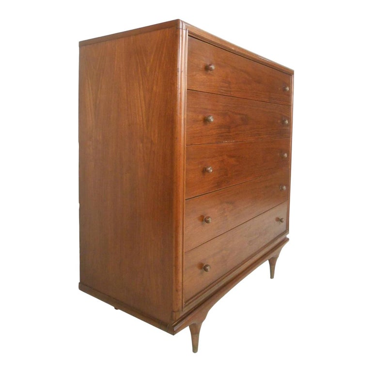 Mid Century Modern Kent Coffey Continental Highboy Dresser For