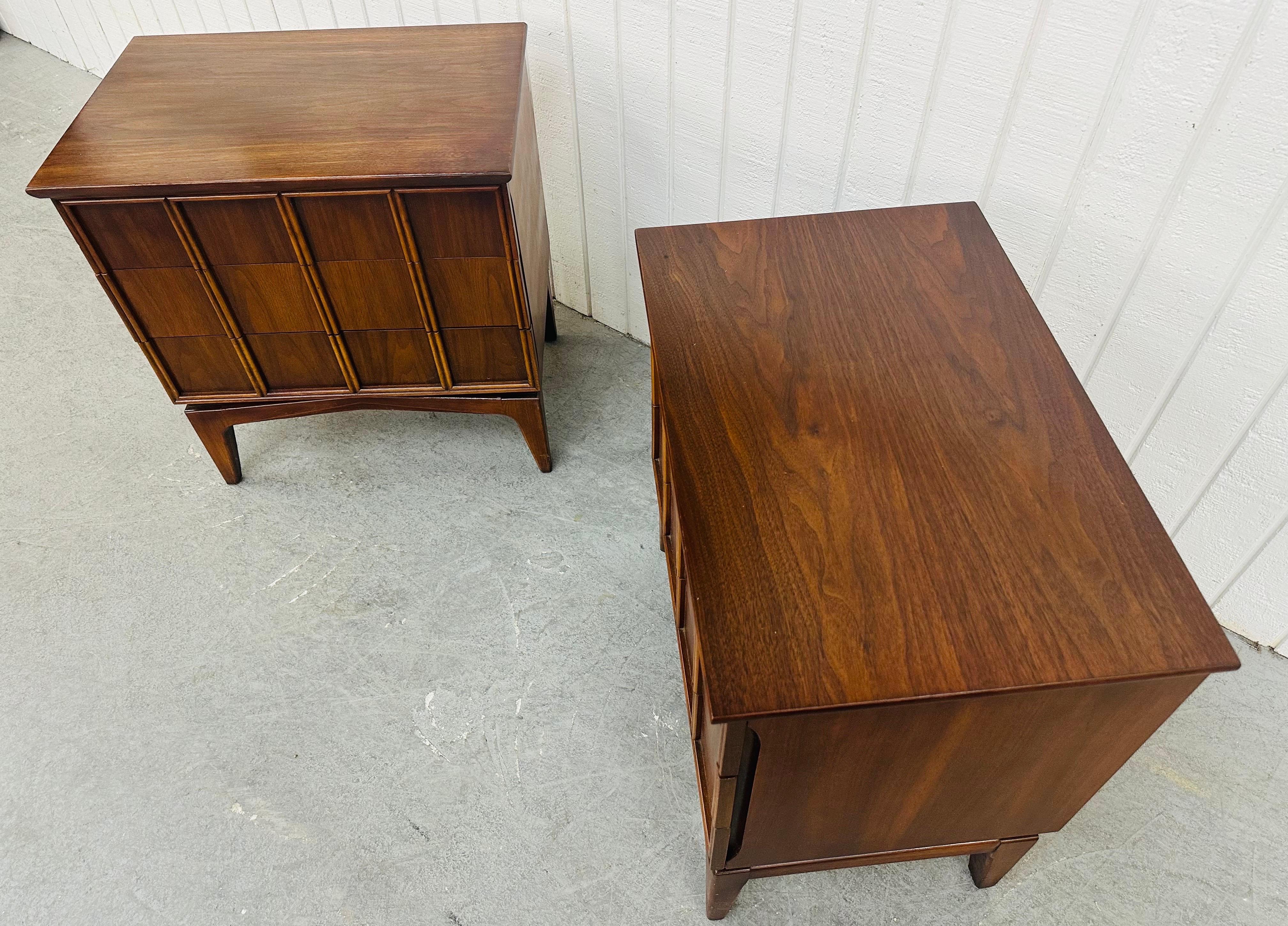 20th Century Mid-Century Modern Kent Coffey Parkway Walnut Nightstands - Set of 2