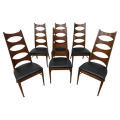 Chaises de salle à manger « Catseye » en noyer, style Mid-Century Modern, de Kent Coffey (Perspecta) – Lot de 6