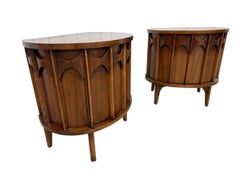 Mid-Century Modern Kent Coffey Perspecta Commode Walnut Nightstands - Set of 2