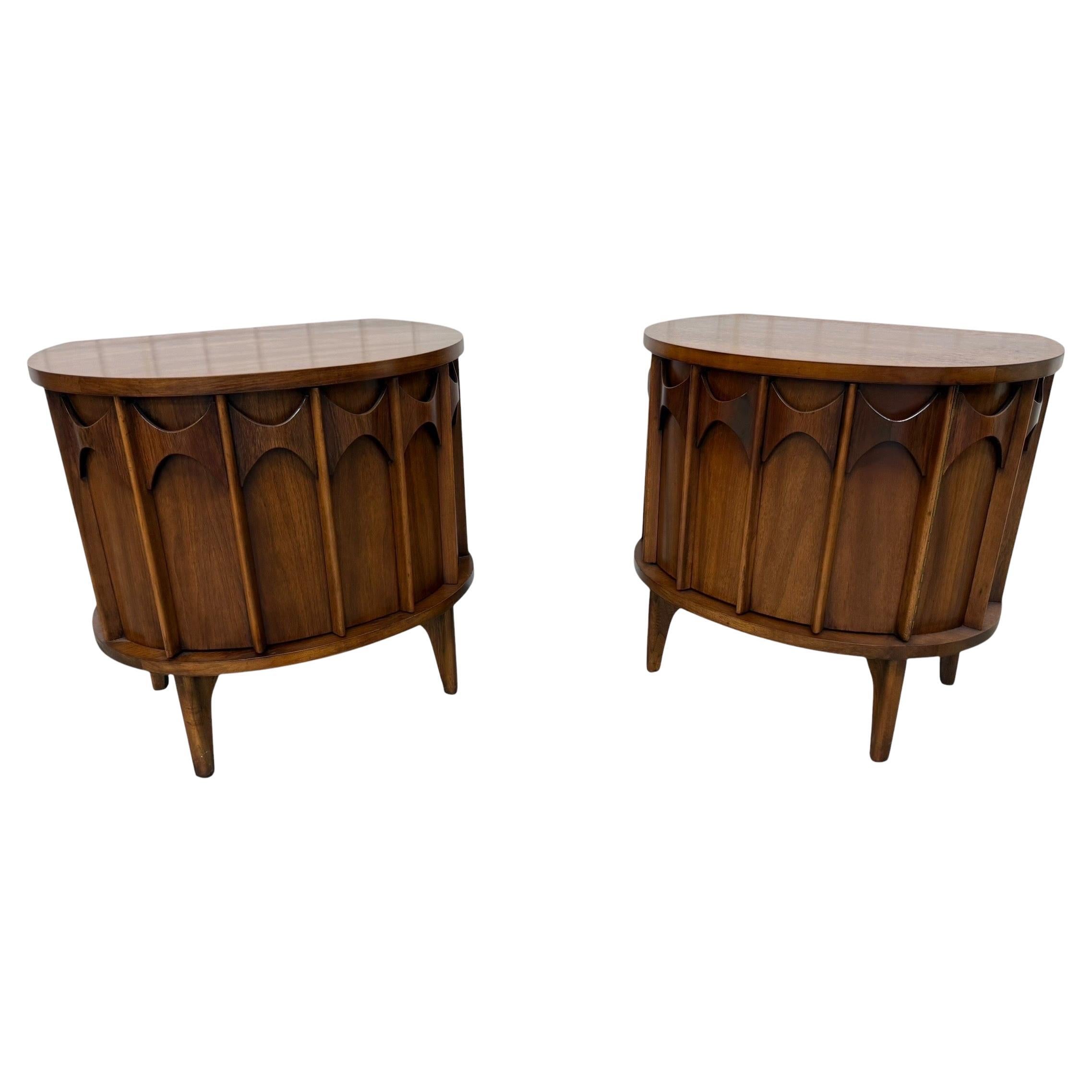 Mid-Century Modern Kent Coffey Perspecta Commode Walnut Nightstands - Set of 2