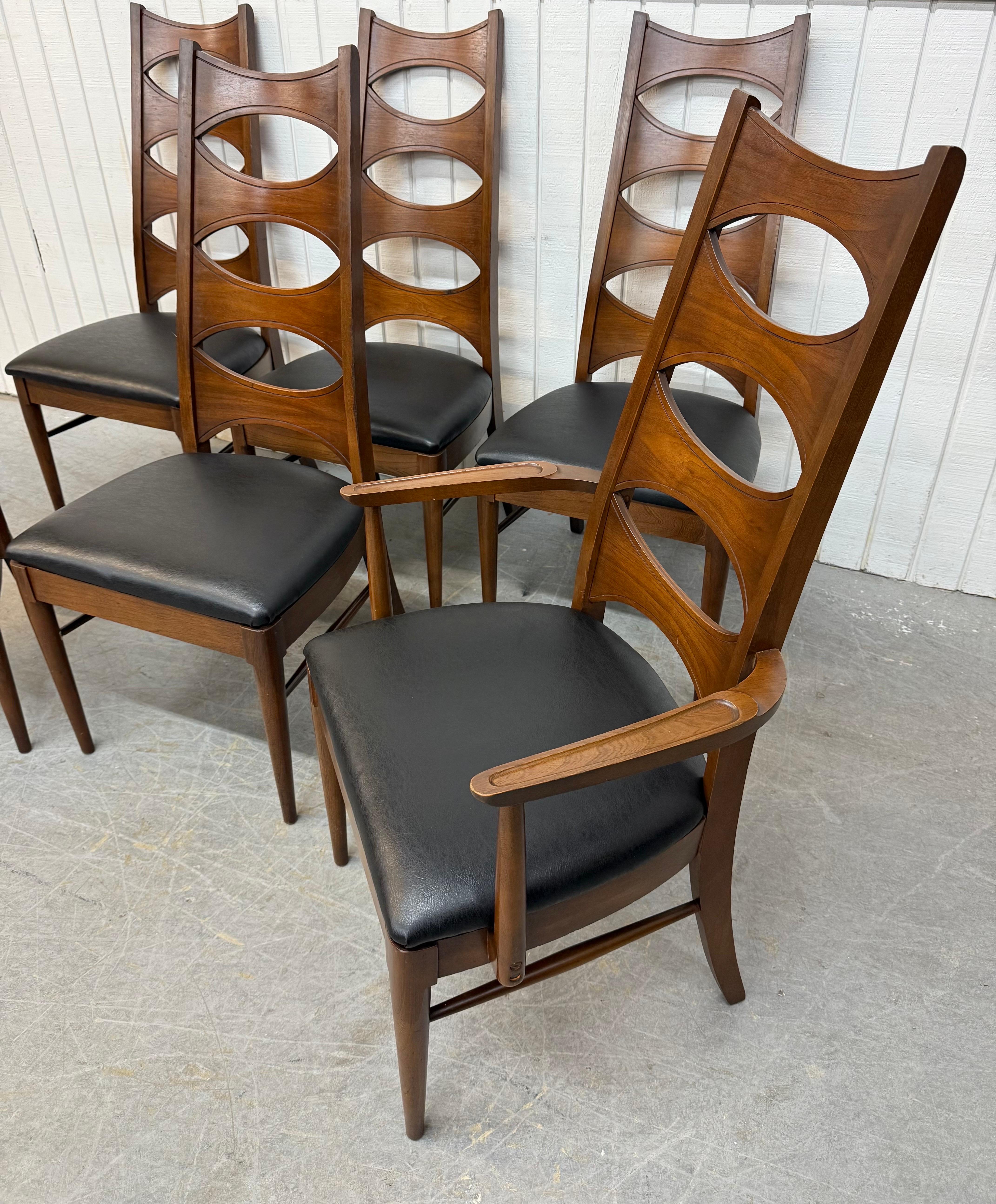 Mid-Century Modern Chaises de salle à manger Kent Coffey Perspecta en noyer Catseye - Lot de 6 en vente