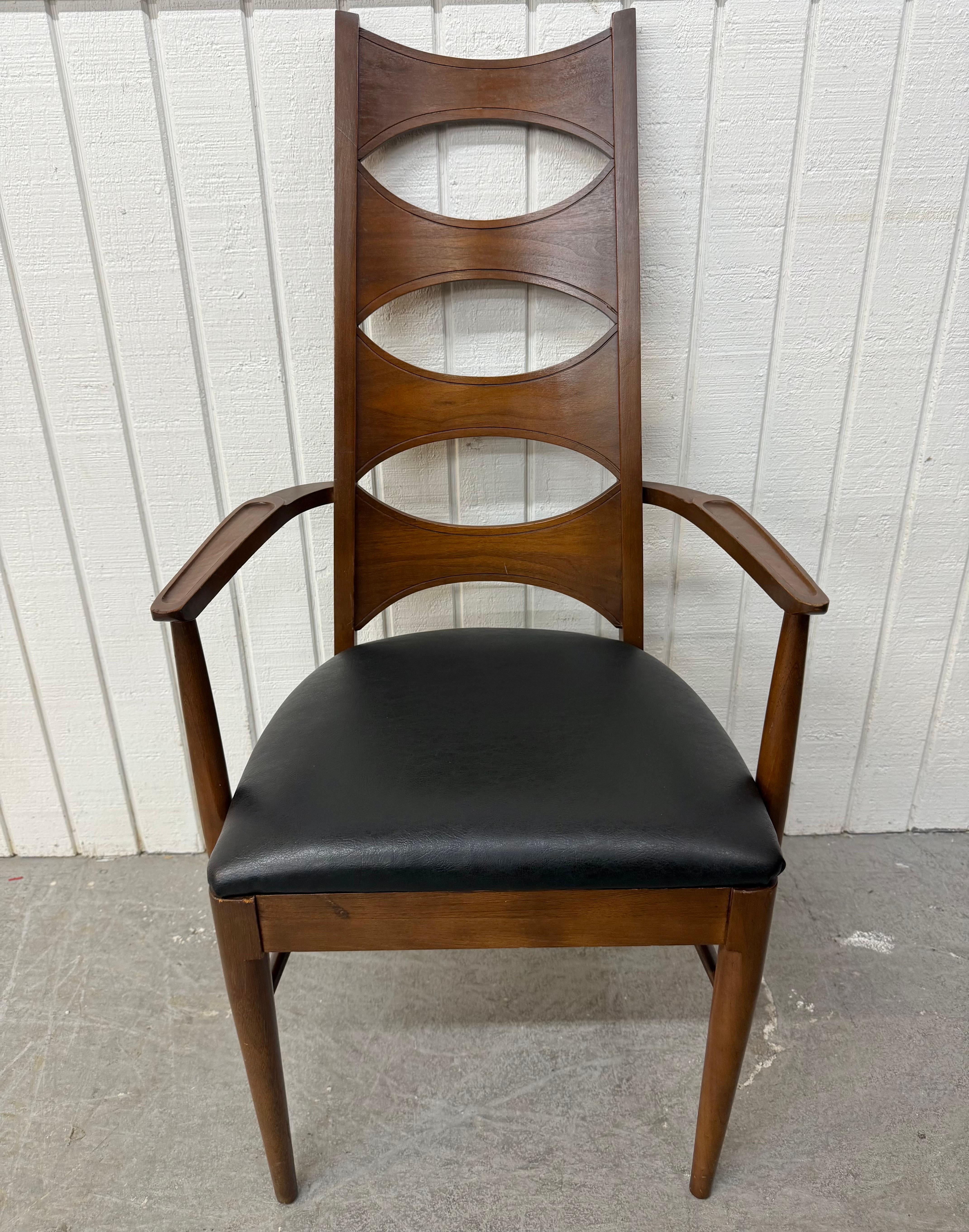 Américain Chaises de salle à manger Kent Coffey Perspecta en noyer Catseye - Lot de 6 en vente