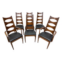 Chaises de salle à manger Kent Coffey Perspecta en noyer Catseye - Lot de 6