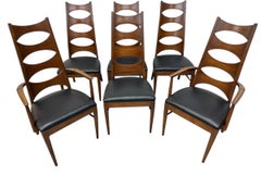 Chaises de salle à manger Kent Coffey Perspecta en noyer Catseye - Lot de 6