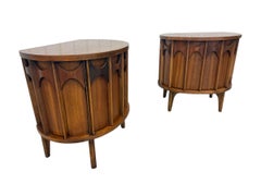 Mid-Century Modern Kent Coffey "Perspecta" Walnut Commode Nightstands - Set of 2