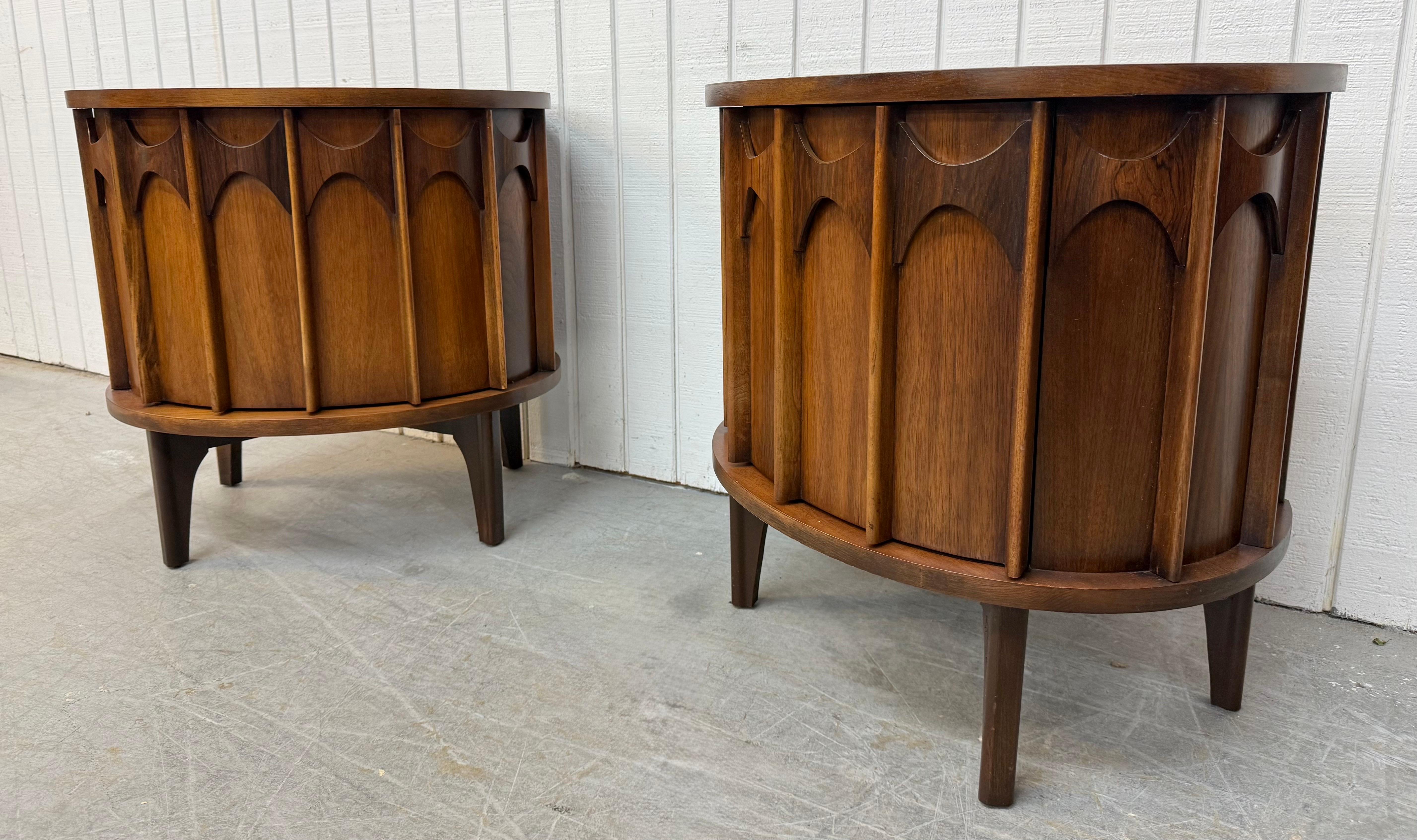 American Mid-Century Modern Kent Coffey Perspecta Walnut Commode Nightstands - Set of 2