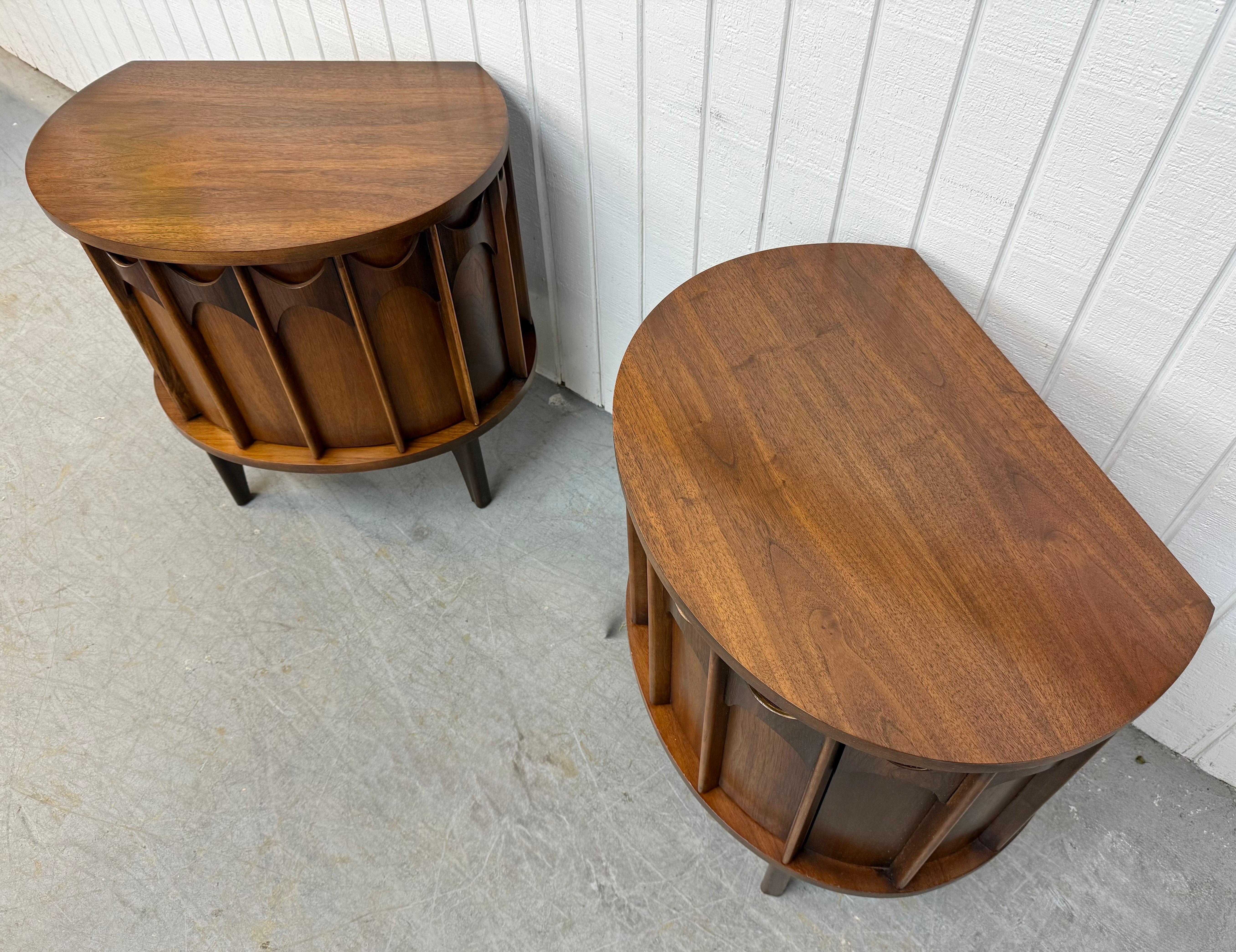 Wood Mid-Century Modern Kent Coffey Perspecta Walnut Commode Nightstands - Set of 2
