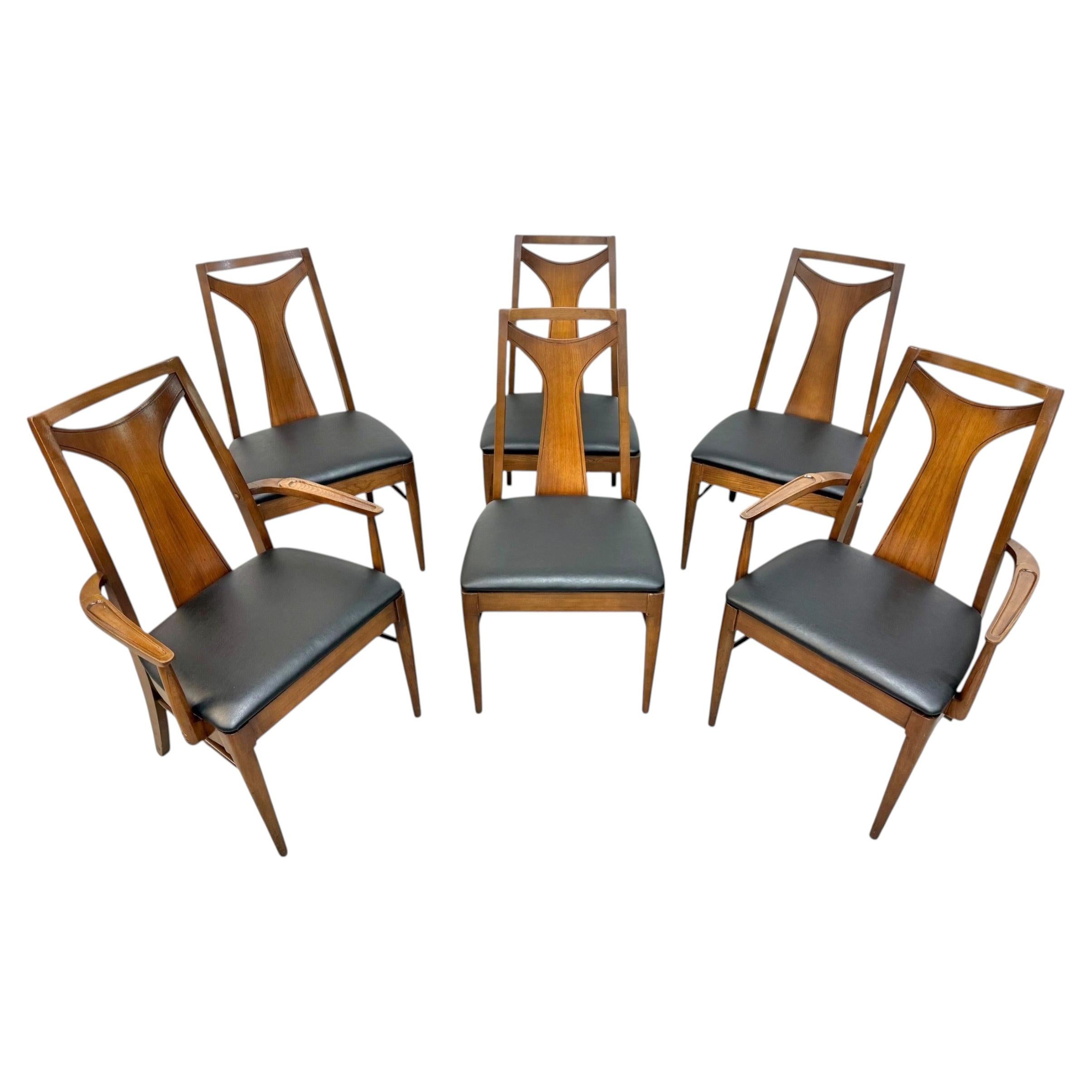 Mid-Century Modern Kent Coffey Perspecta Walnut Dining Chairs - Set of 6