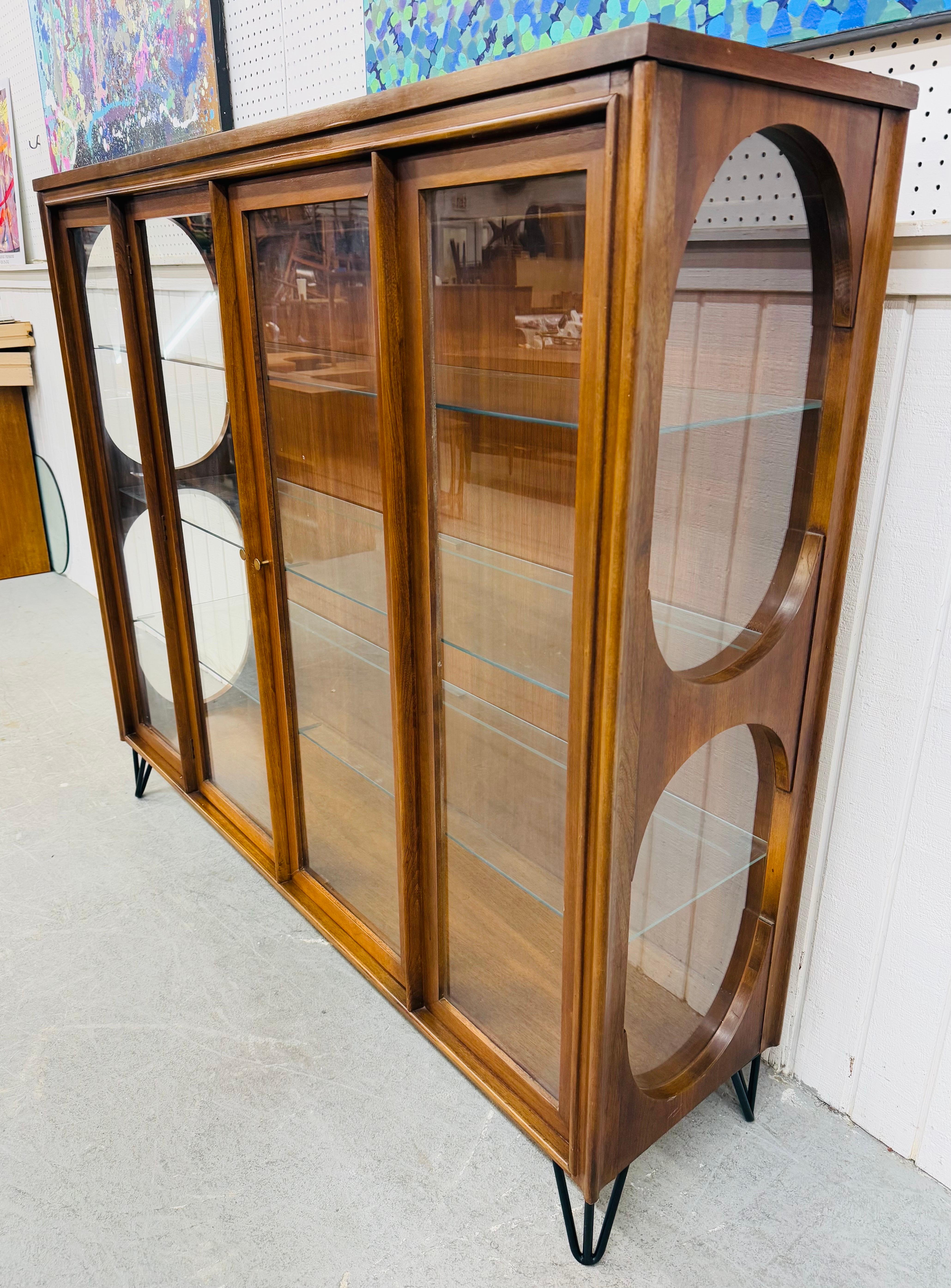 American Mid-Century Modern Kent Coffey Perspecta Walnut Display Cabinet