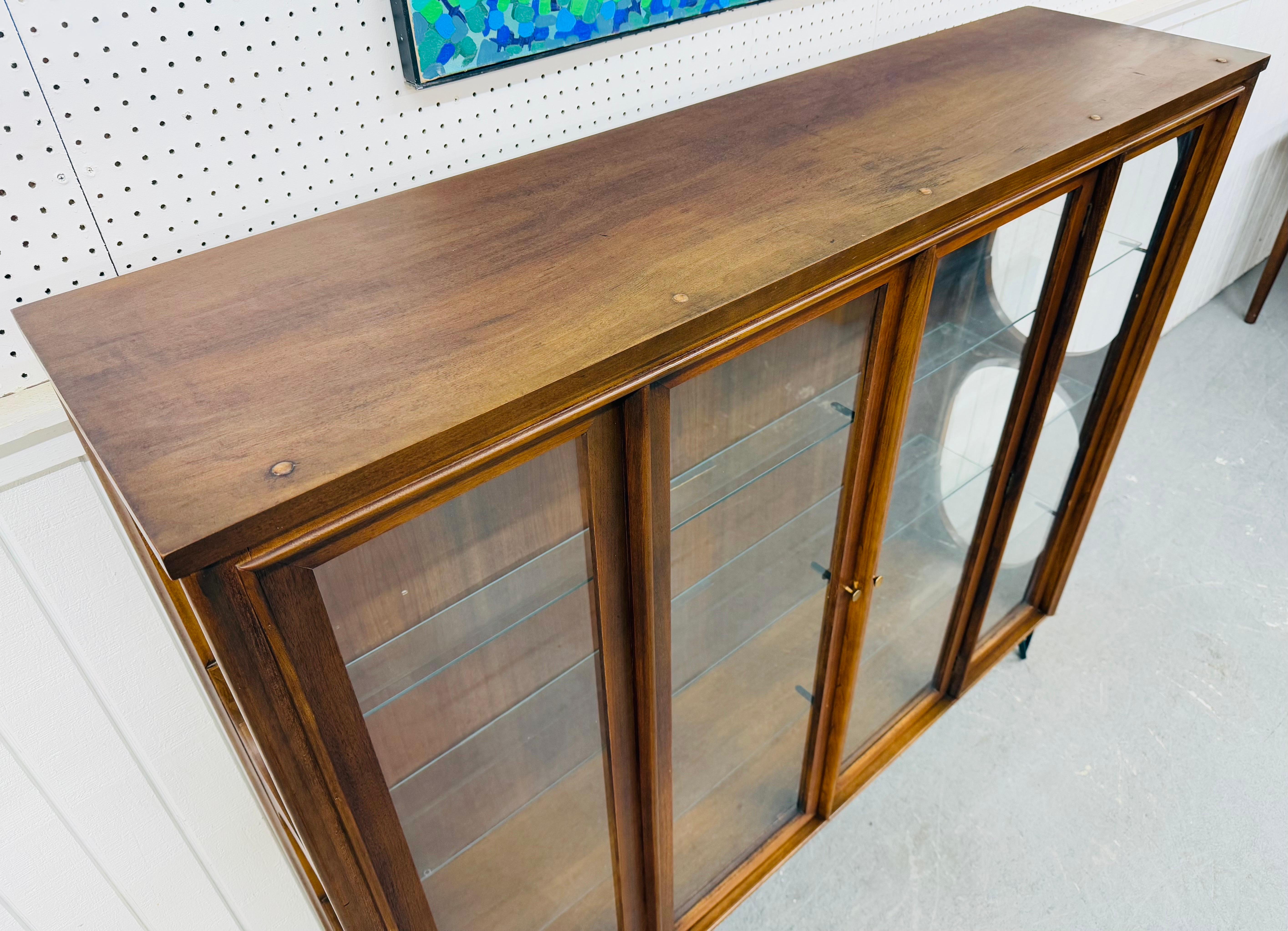 Glass Mid-Century Modern Kent Coffey Perspecta Walnut Display Cabinet