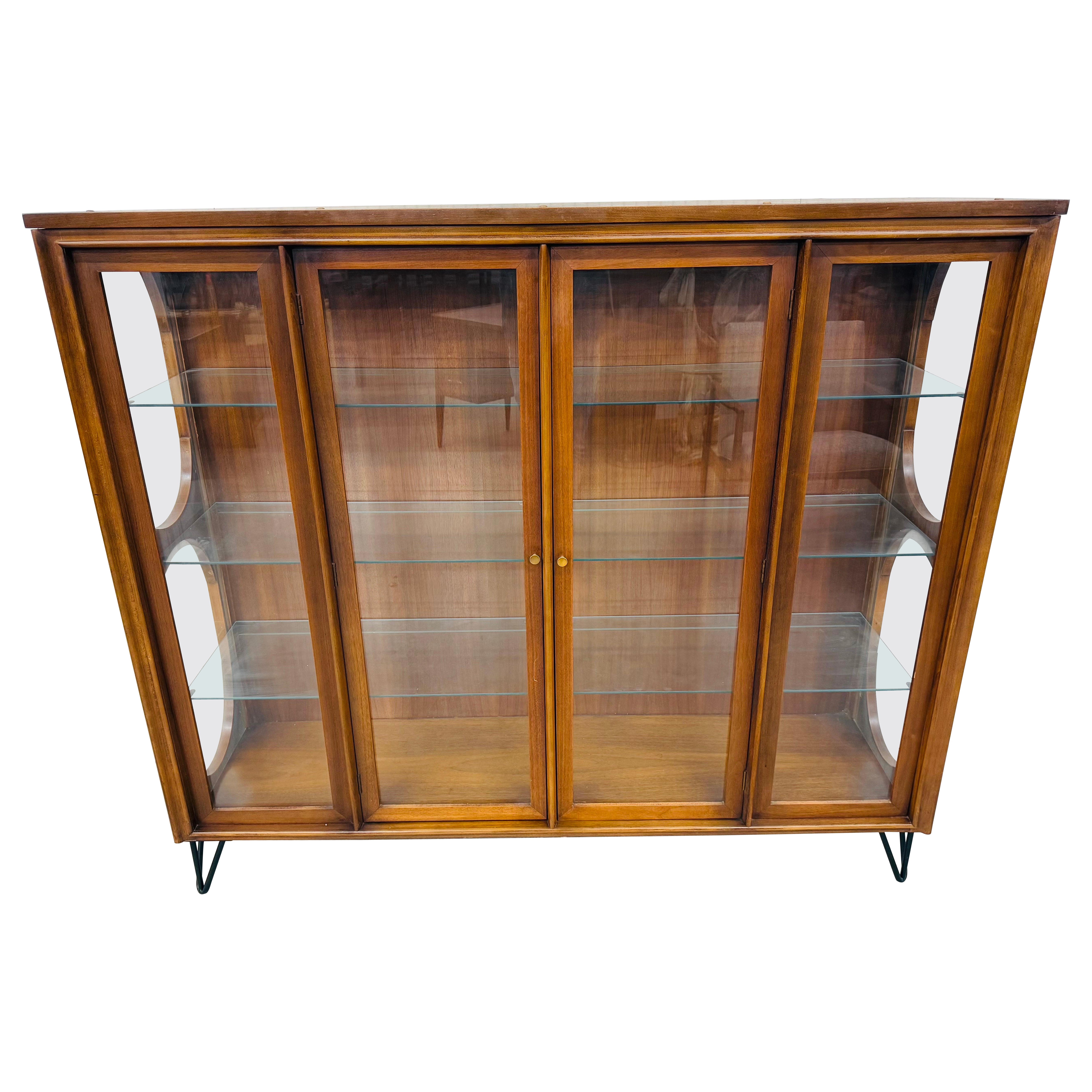 Mid-Century Modern Kent Coffey Perspecta Walnut Display Cabinet