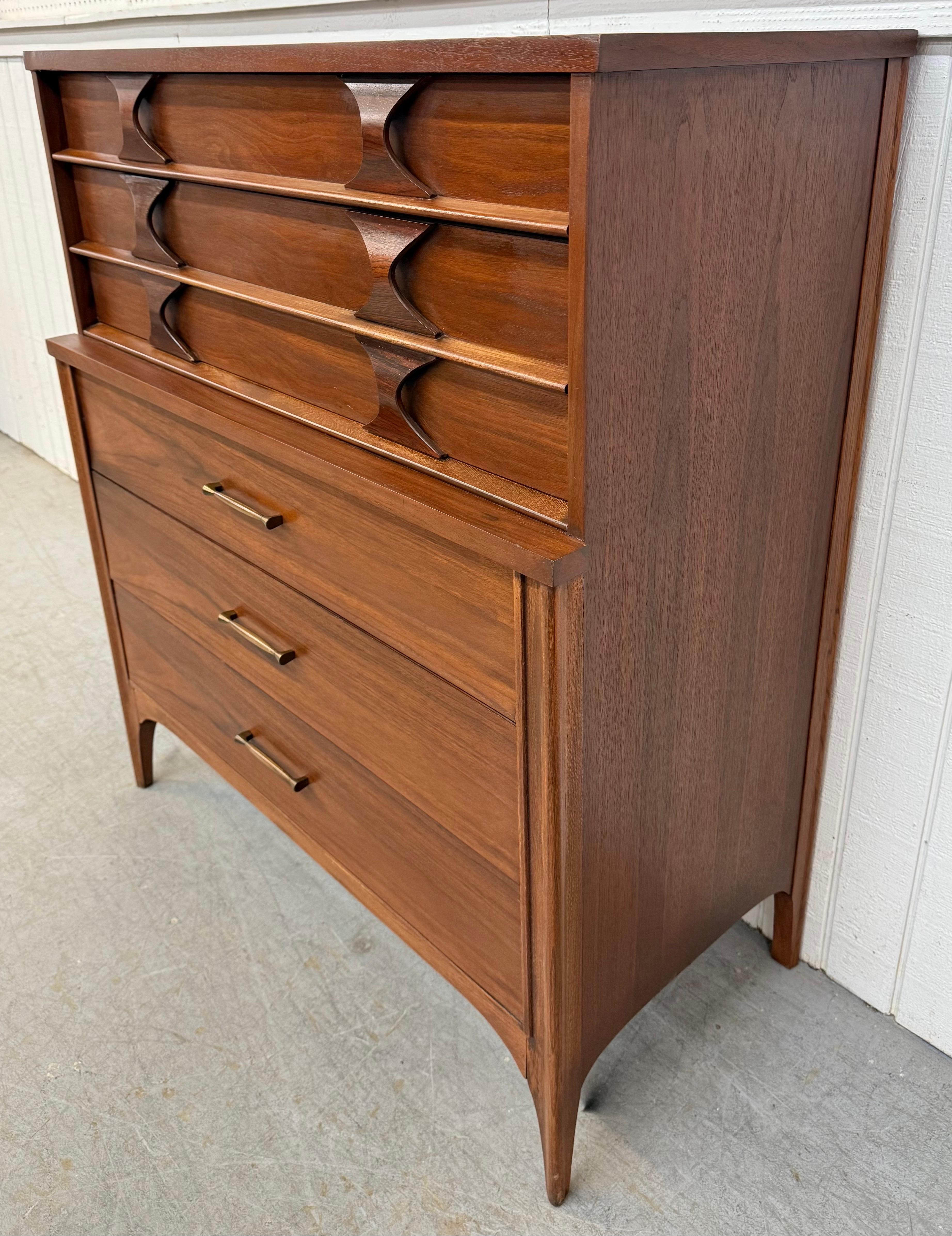 American Mid-Century Modern Kent Coffey Perspecta Walnut High Chest For Sale