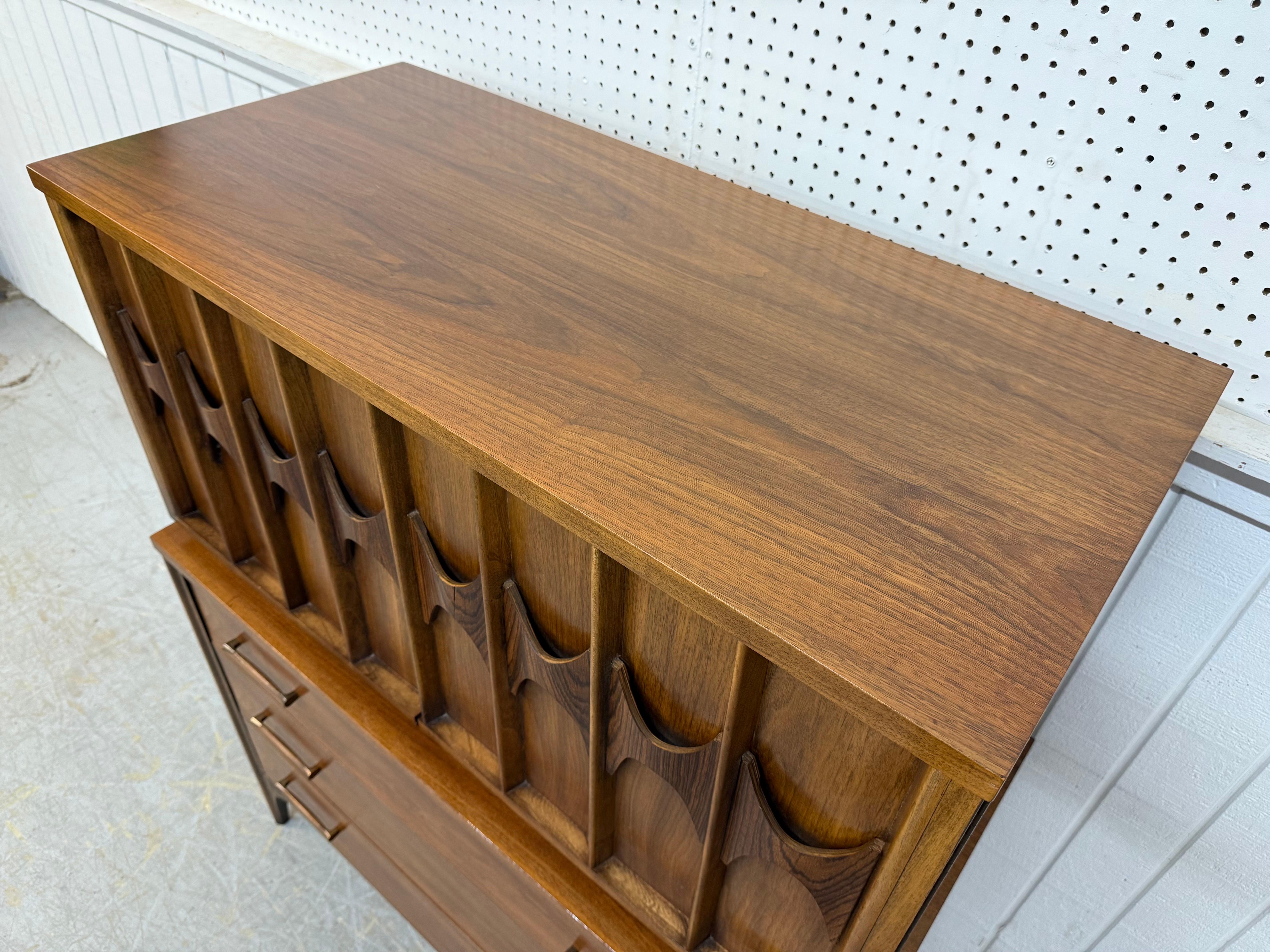 Wood Mid-Century Modern Kent Coffey Perspecta Walnut High Chest For Sale