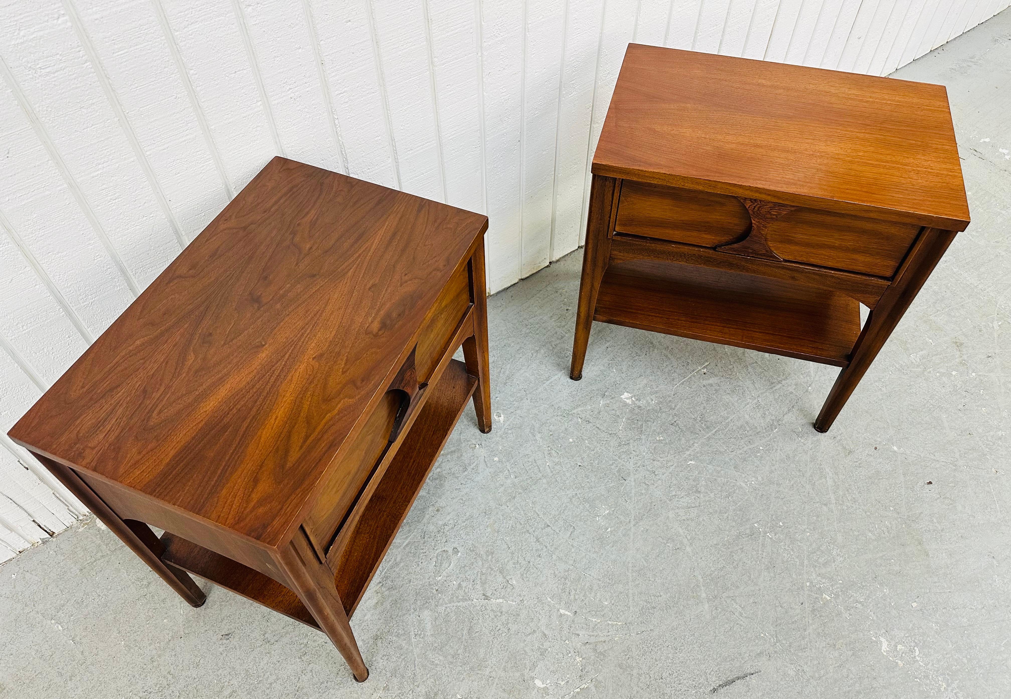American Mid-Century Modern Kent Coffey Perspecta Walnut Nightstands - Set of 2