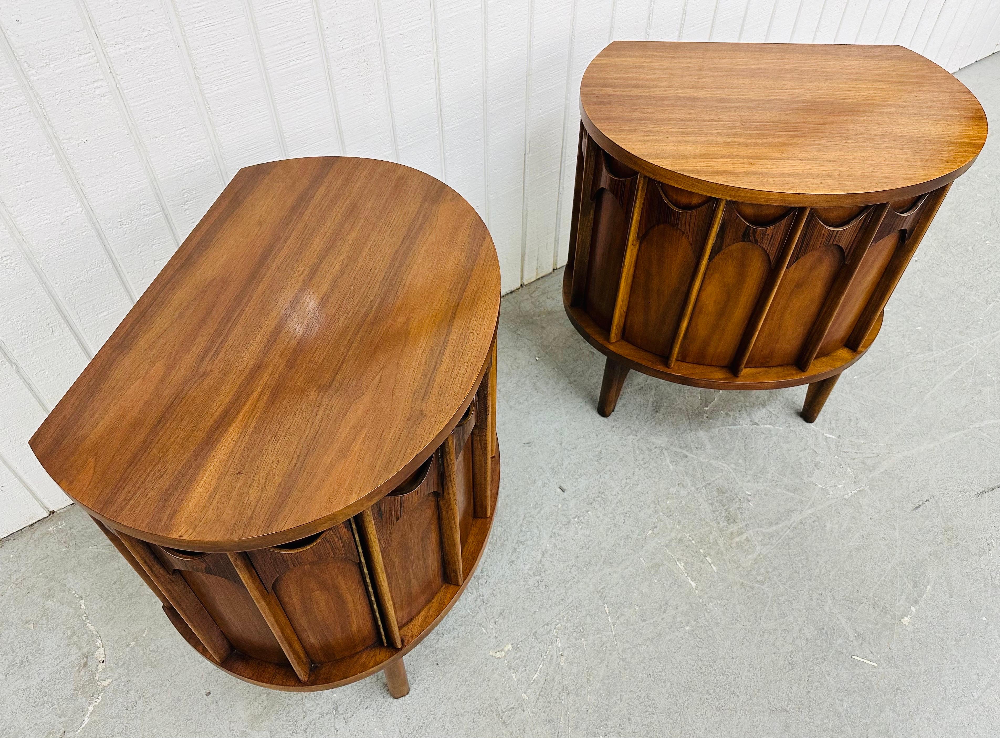 American Mid-Century Modern Kent Coffey Perspecta Walnut Nightstands - Set of 2
