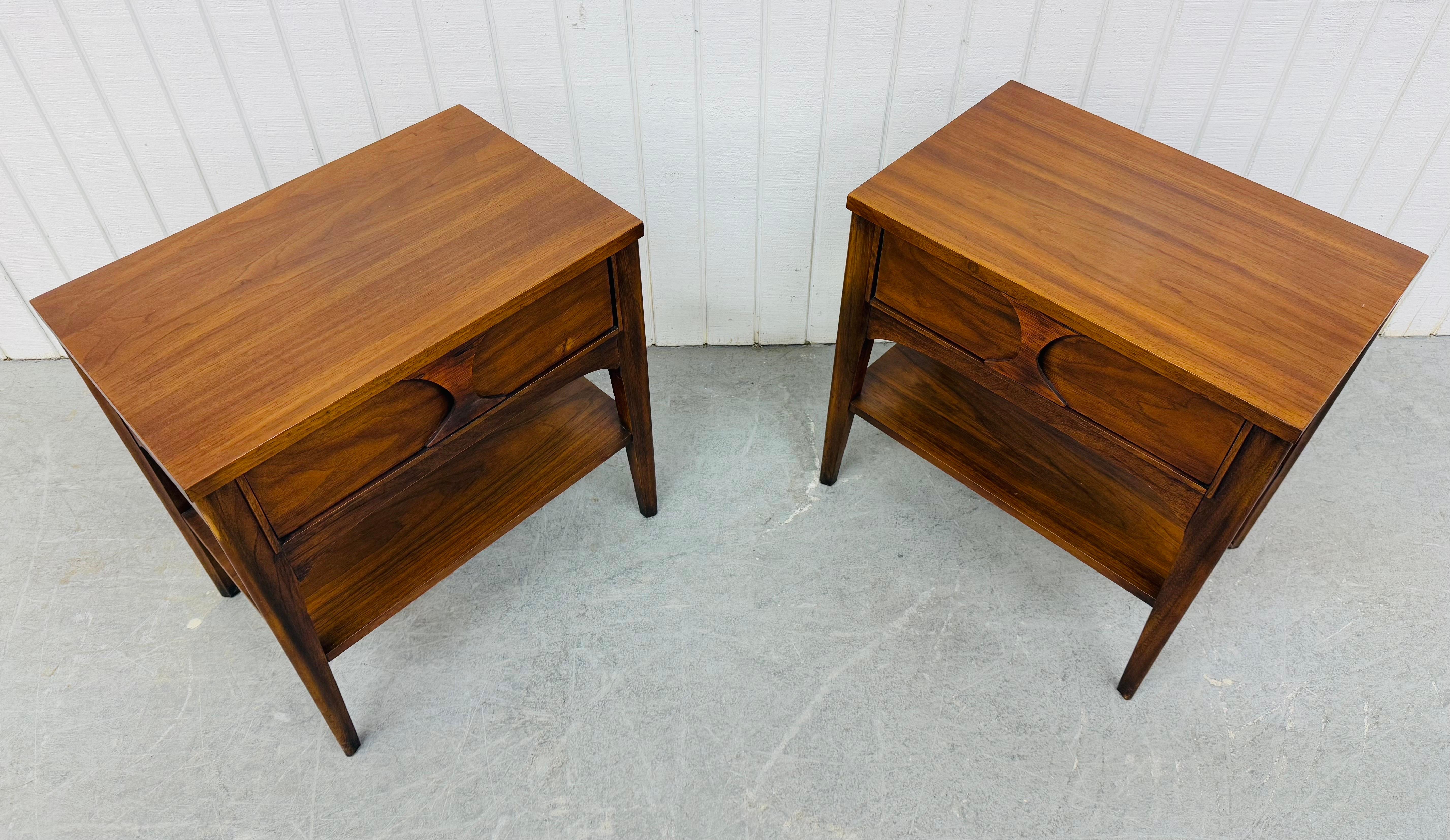20th Century Mid-Century Modern Kent Coffey Perspecta Walnut Nightstands - Set of 2