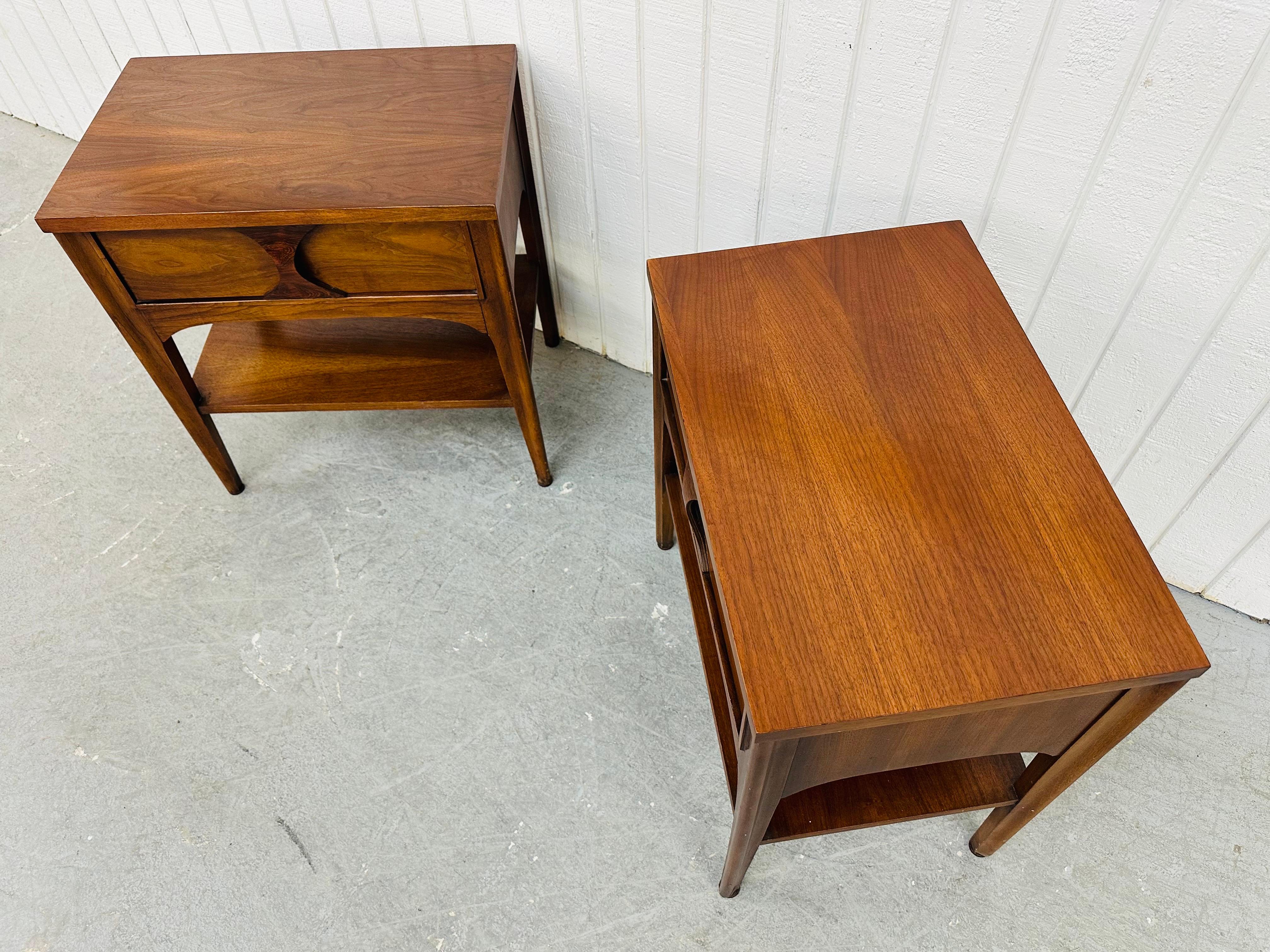 20th Century Mid-Century Modern Kent Coffey Perspecta Walnut Nightstands - Set of 2