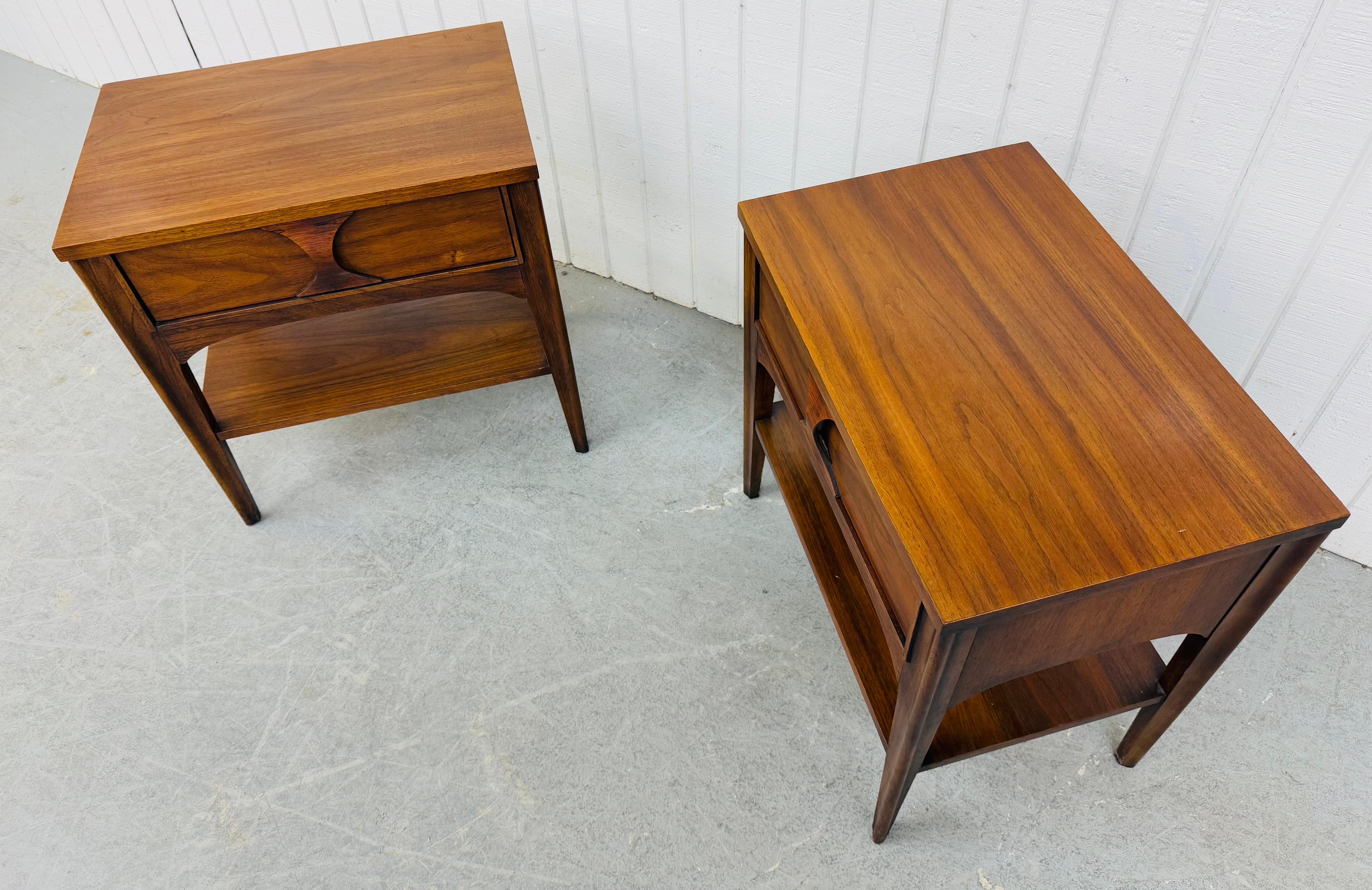 Wood Mid-Century Modern Kent Coffey Perspecta Walnut Nightstands - Set of 2