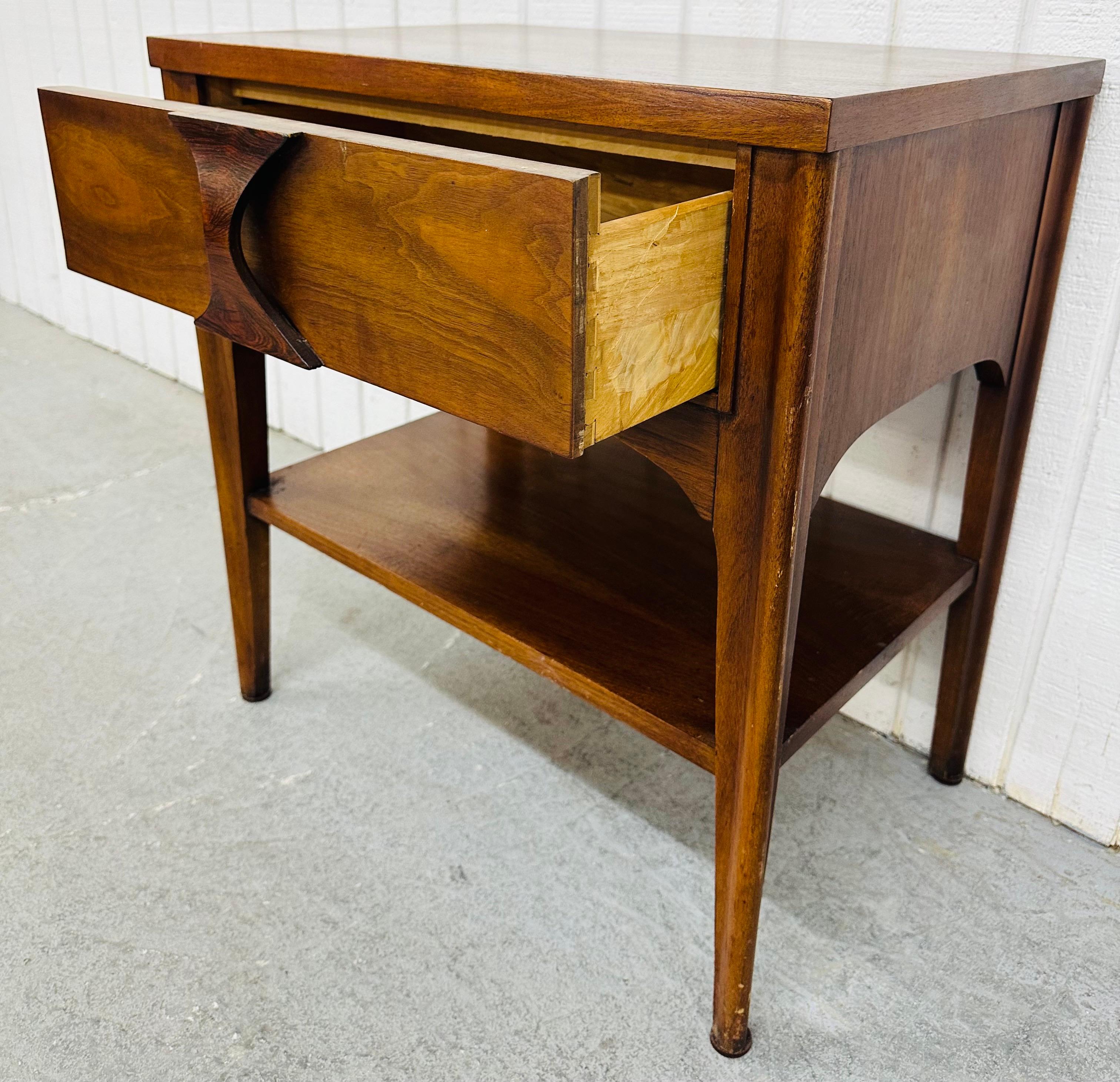 Wood Mid-Century Modern Kent Coffey Perspecta Walnut Nightstands - Set of 2