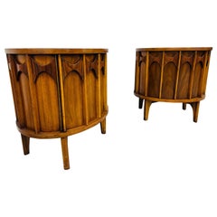 Mid-Century Modern Kent Coffey Perspecta Walnut Nightstands - Set of 2
