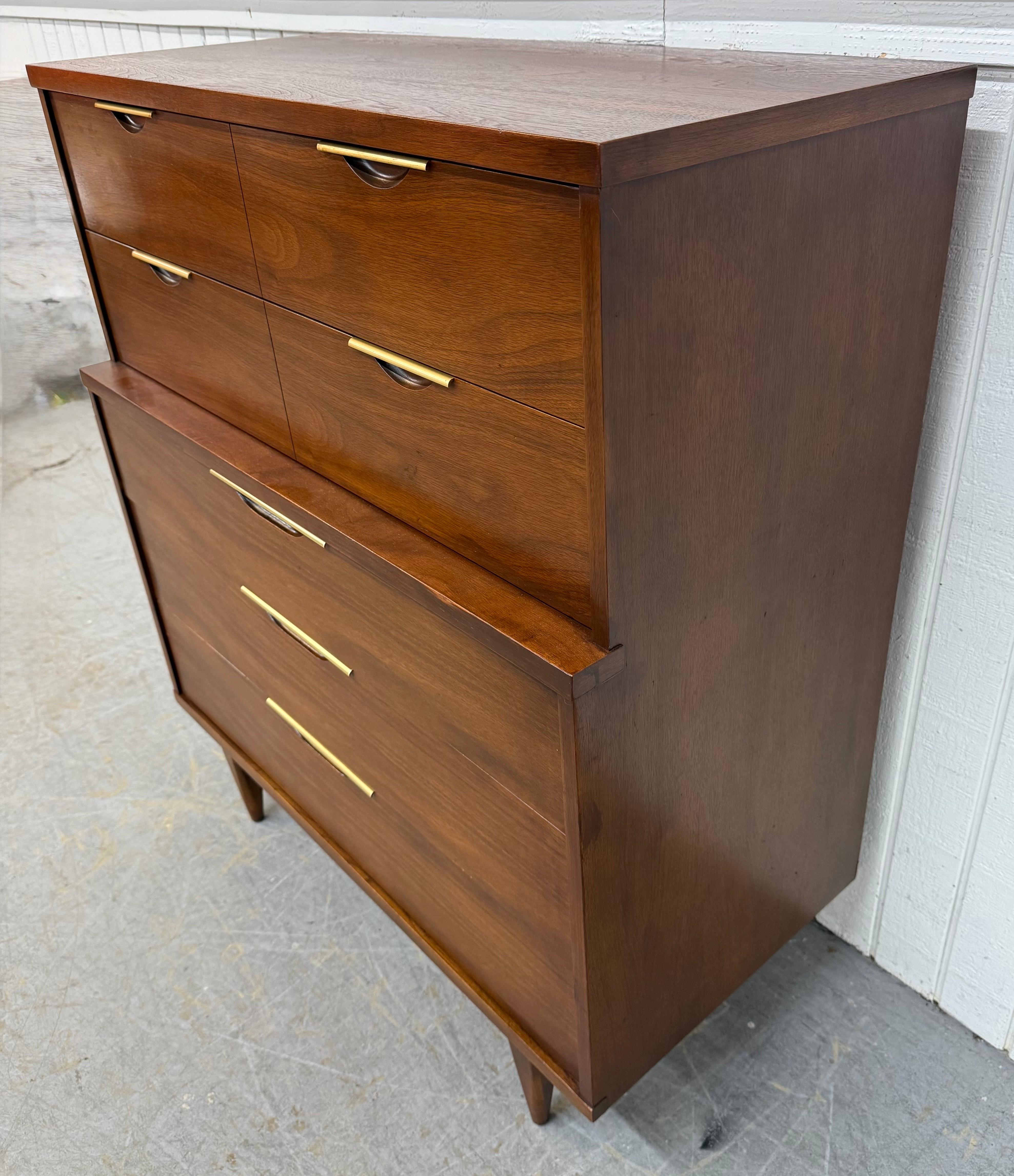 American Mid-Century Modern Kent Coffey Tableau Walnut High Chest For Sale