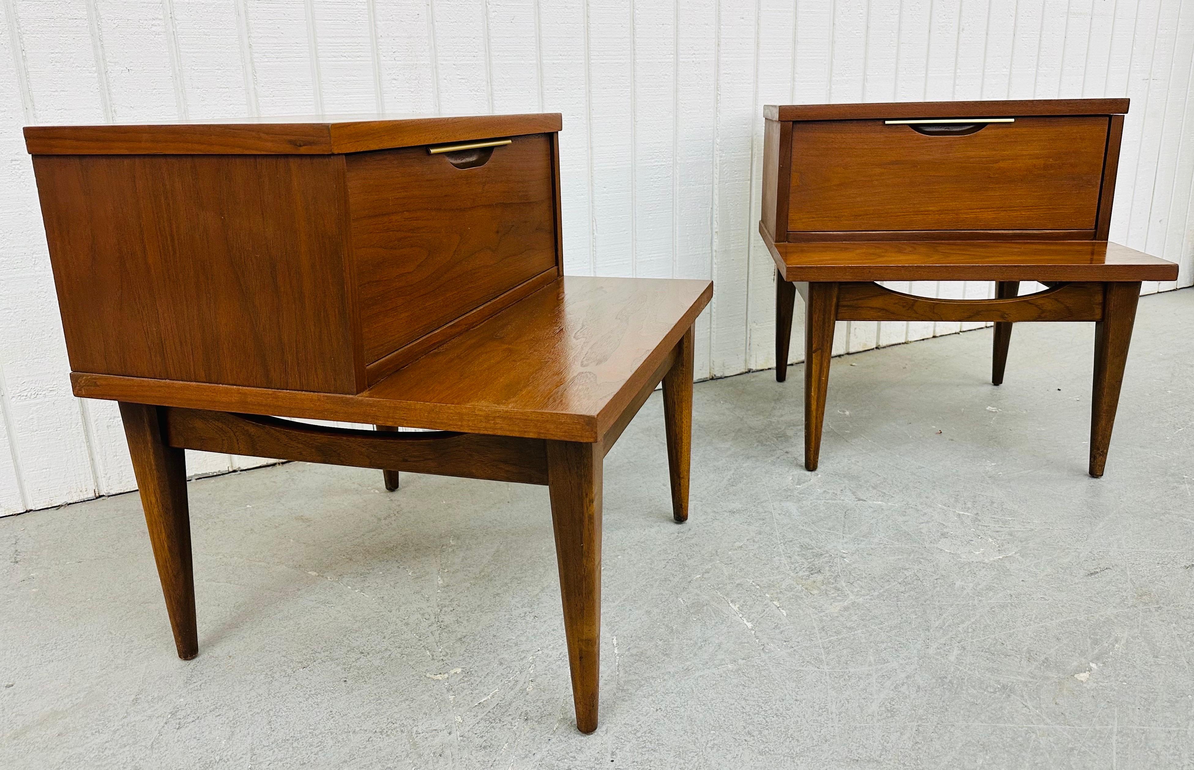American Mid-Century Modern Kent Coffey Tableau Walnut Nightstands - Set of 2