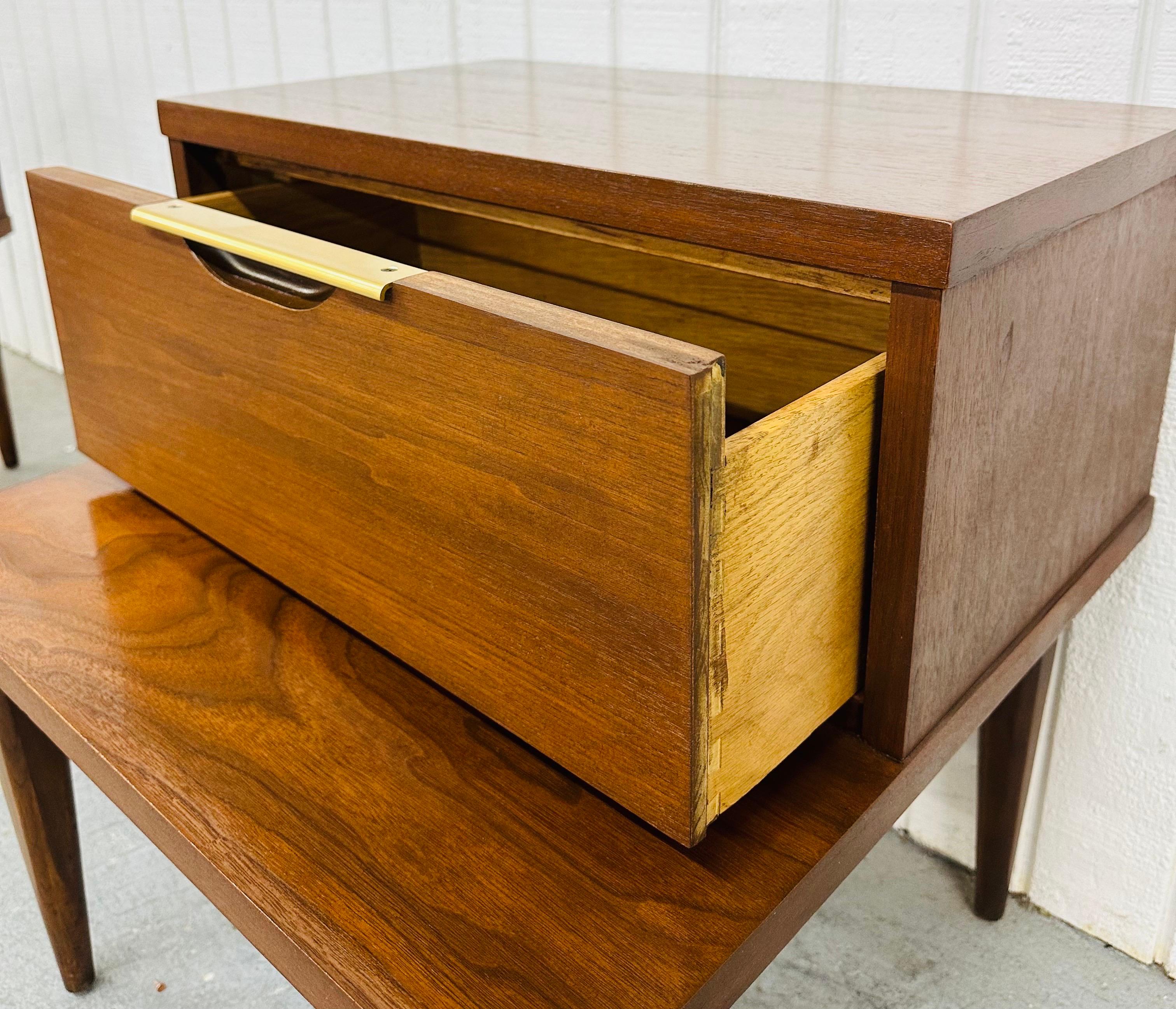 Mid-Century Modern Kent Coffey Tableau Walnut Nightstands - Set of 2 2