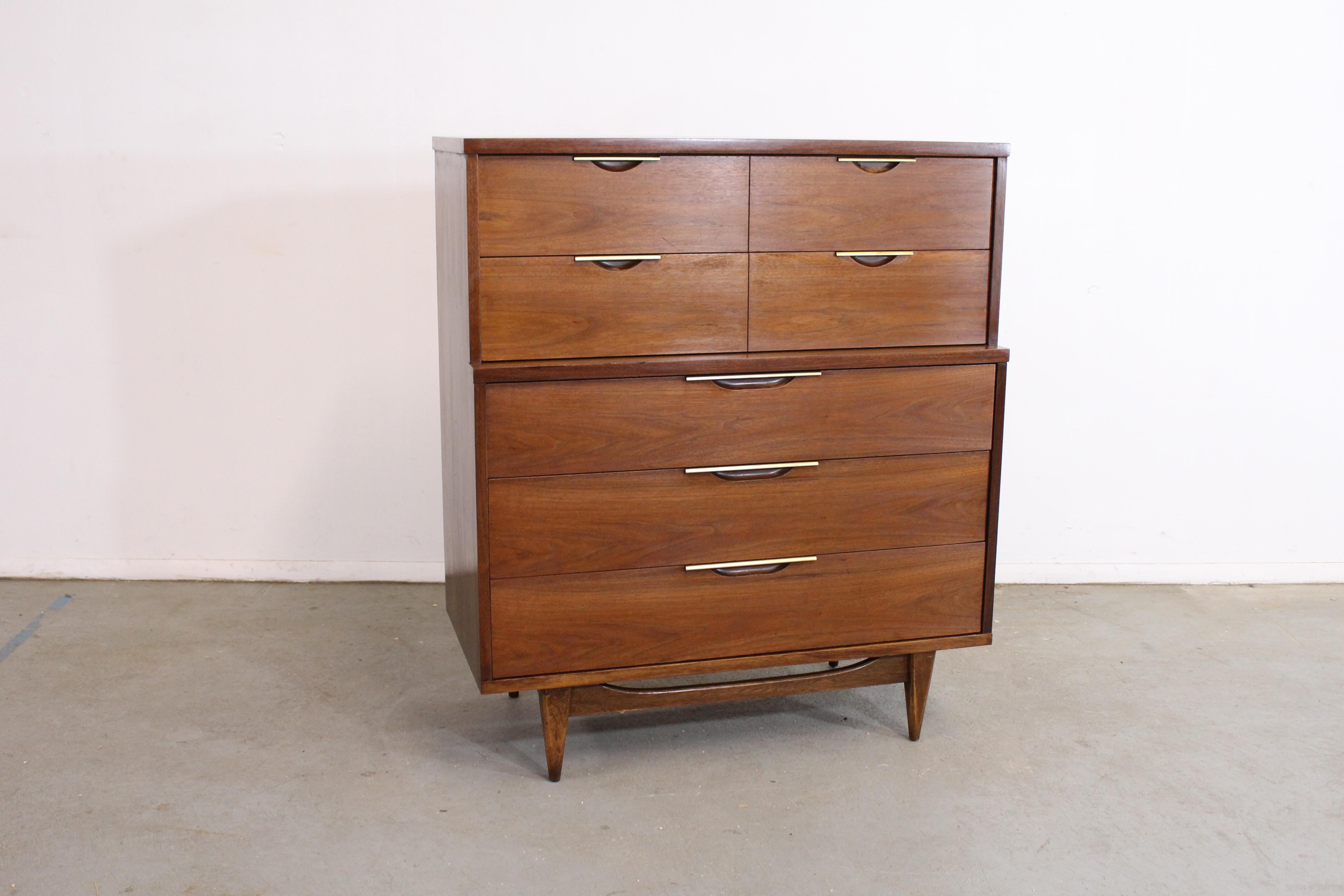 Mid-Century Modern Kent Coffey Tableau Walnut Tall Chest on Stretcher Base 10