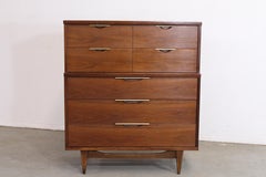 Mid-Century Modern Kent Coffey Tableau Walnut Tall Chest on Stretcher Base