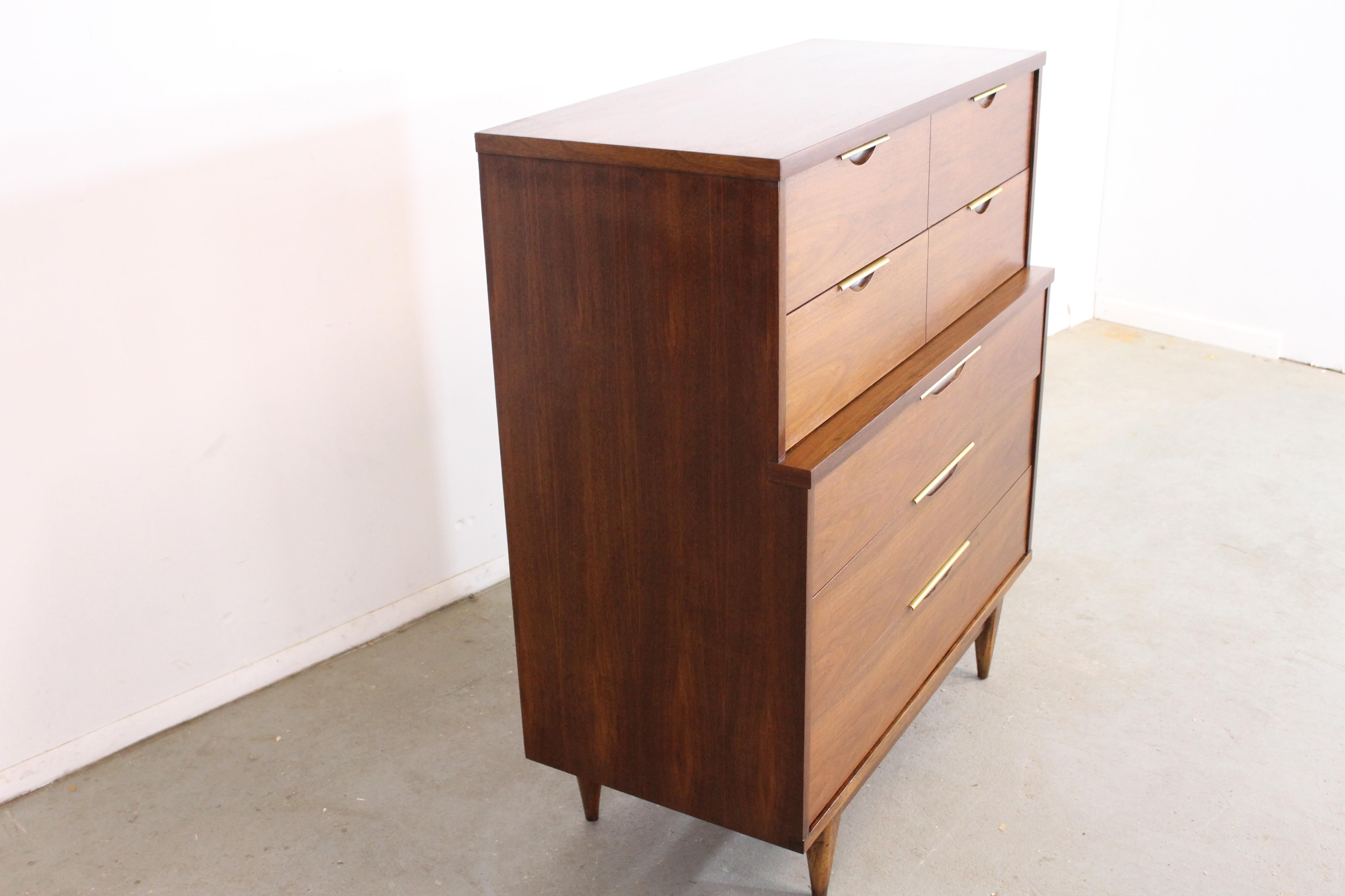 Mid-Century Modern Kent Coffey Tableau Walnut Tall Chest on Stretcher Base 3