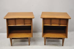 Mid-Century Modern Kent Coffey the Eloquence Sculpted Walnut Nightstand, a Pair