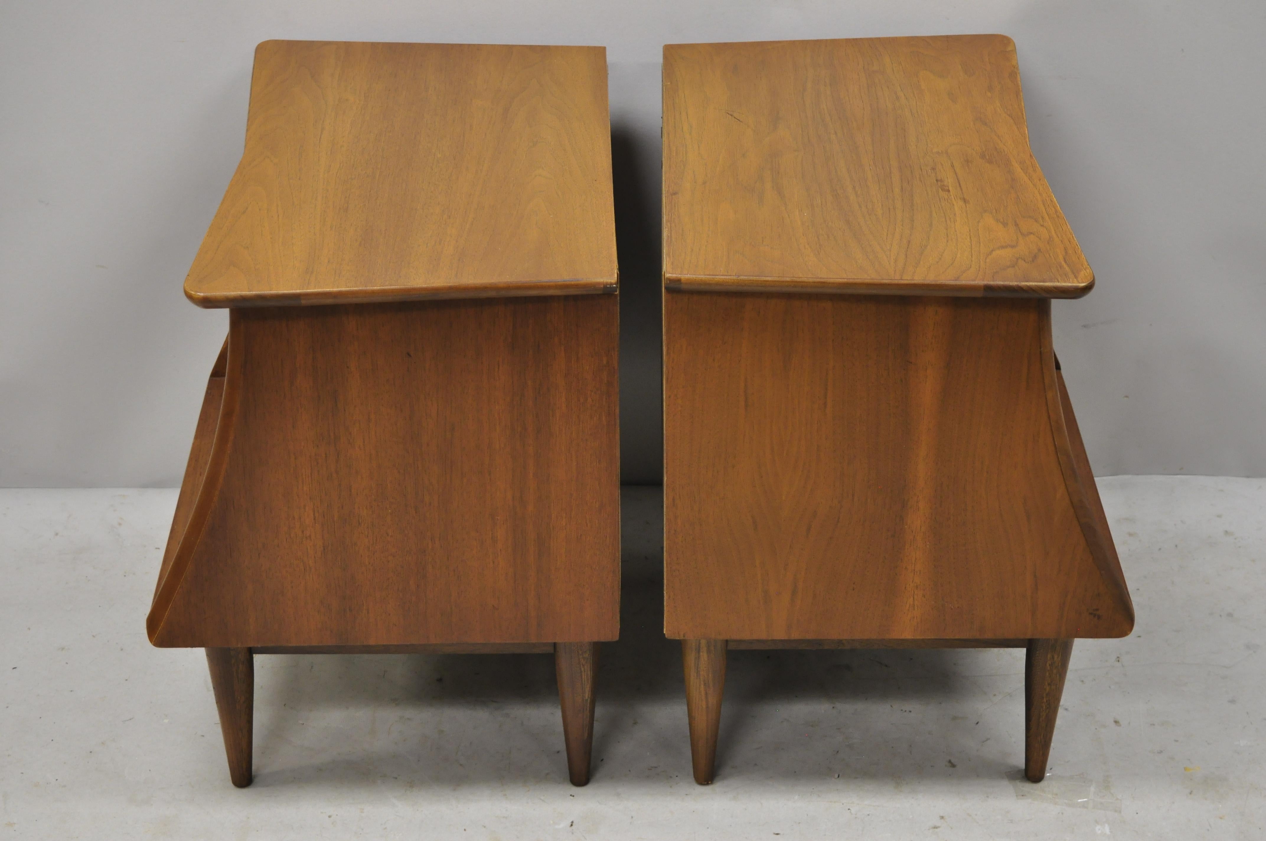 Mid-Century Modern Kent Coffey the Eloquence Sculpted Walnut Nightstand, a Pair 1