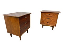 Mid-Century Modern Kent Coffey "The Greenbrier" Walnut Nightstands - Set of 2