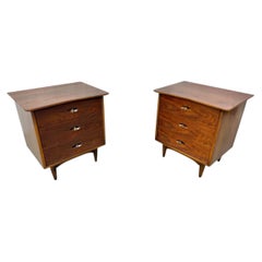 Mid-Century Modern Kent Coffey "The Greenbrier" Walnut Nightstands - Set of 2