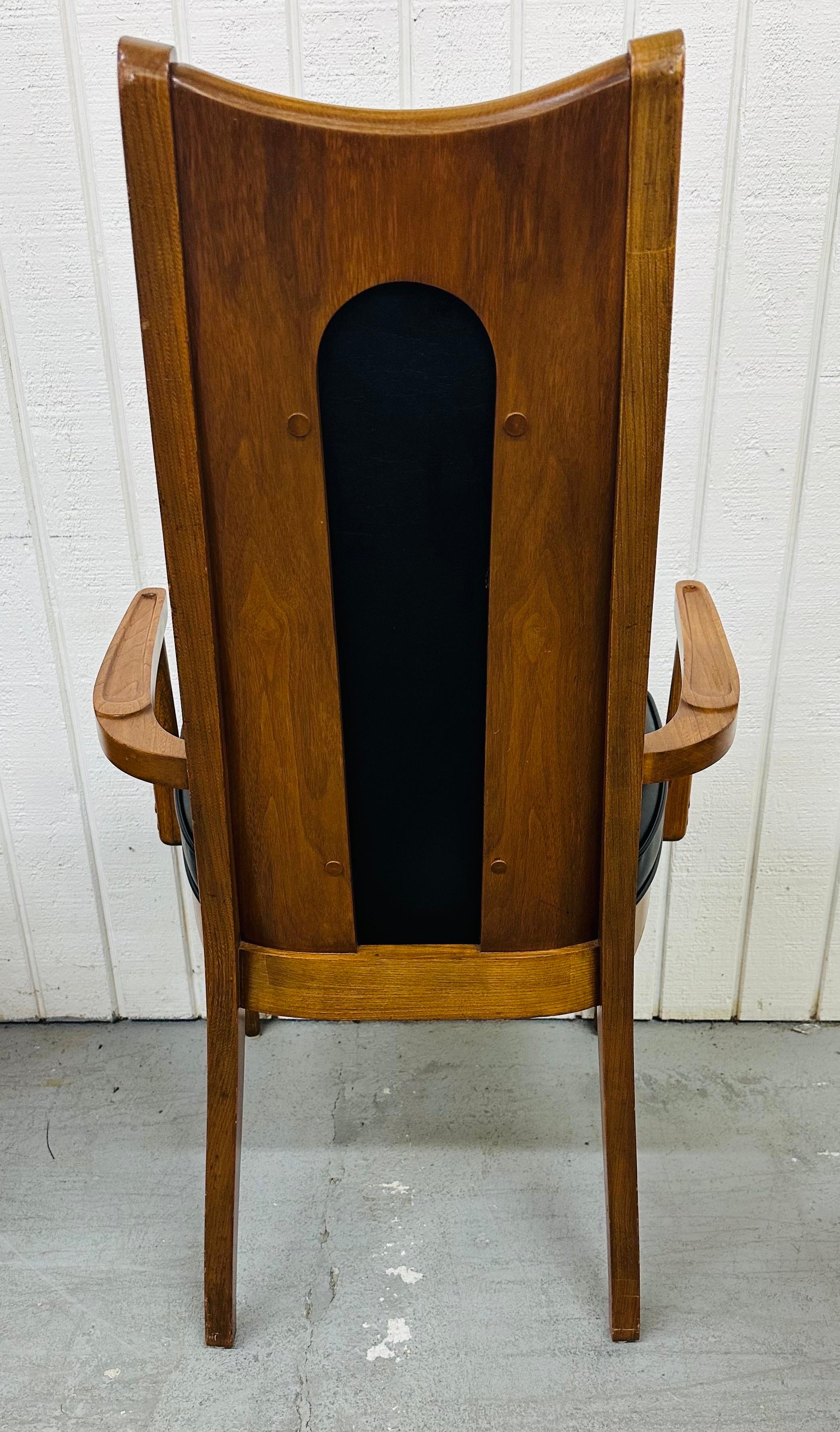 Faux Leather Mid-Century Modern Kent Coffey Walnut Dining Chairs - Set of 6
