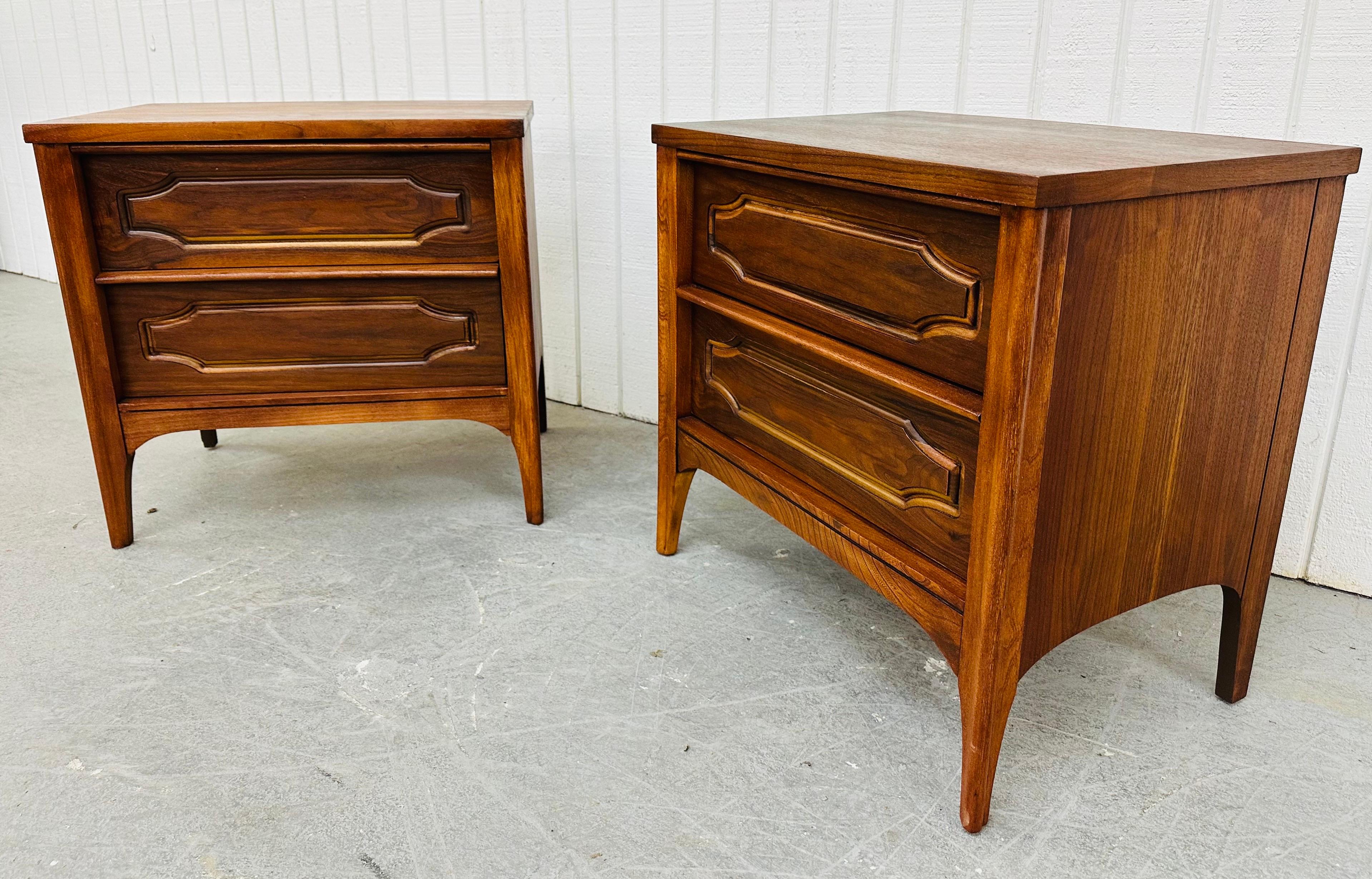 American Mid-Century Modern Kent Coffey Walnut Nightstands - Set of 2