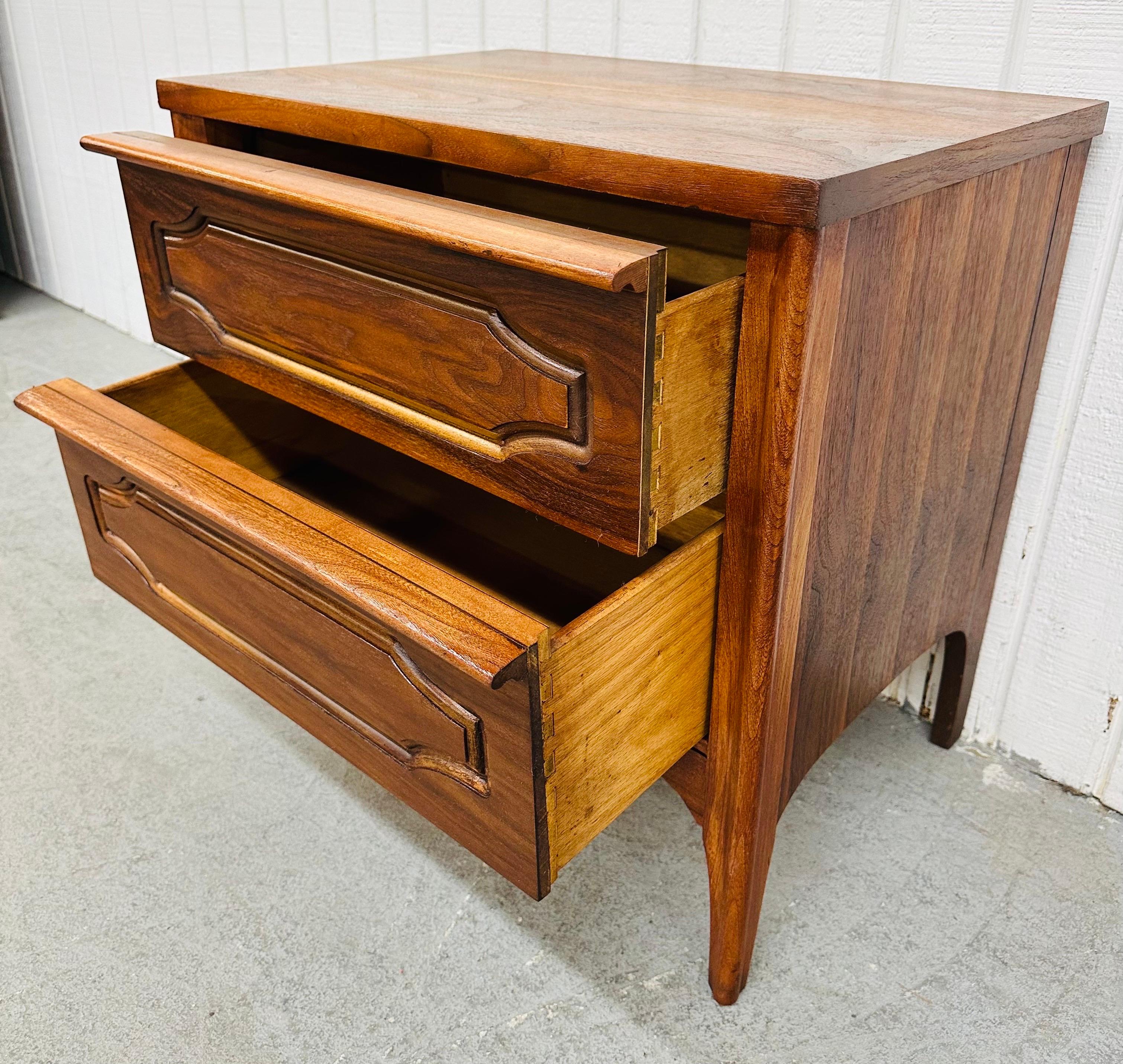Wood Mid-Century Modern Kent Coffey Walnut Nightstands - Set of 2