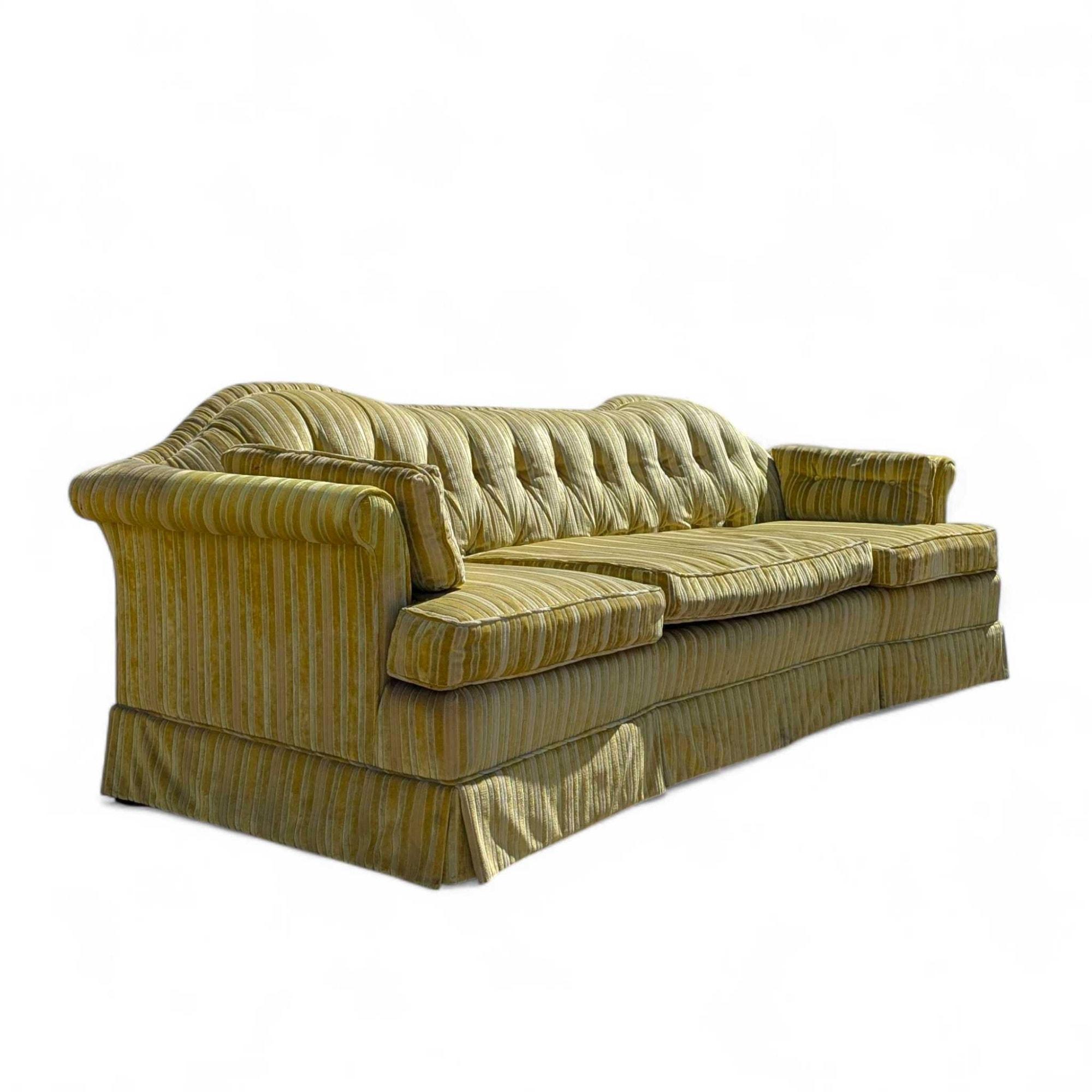 Mid-Century Modern Key City Furniture Striped Yellow Tufted Sofa en vente 5
