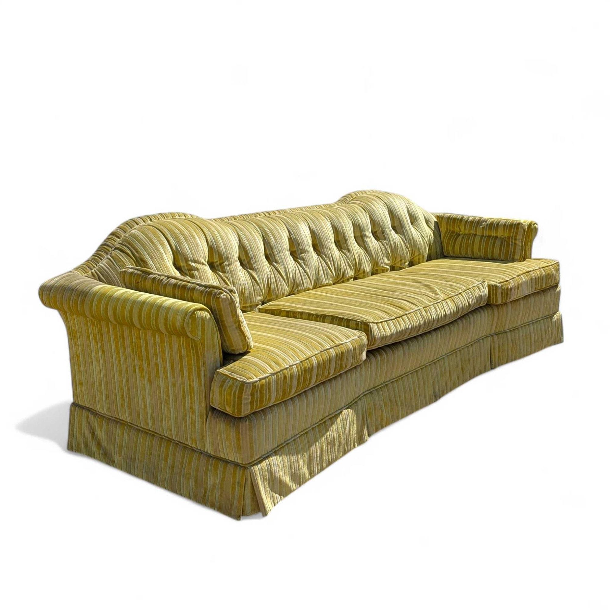 Mid-Century Modern Key City Furniture Striped Yellow Tufted Sofa en vente 14