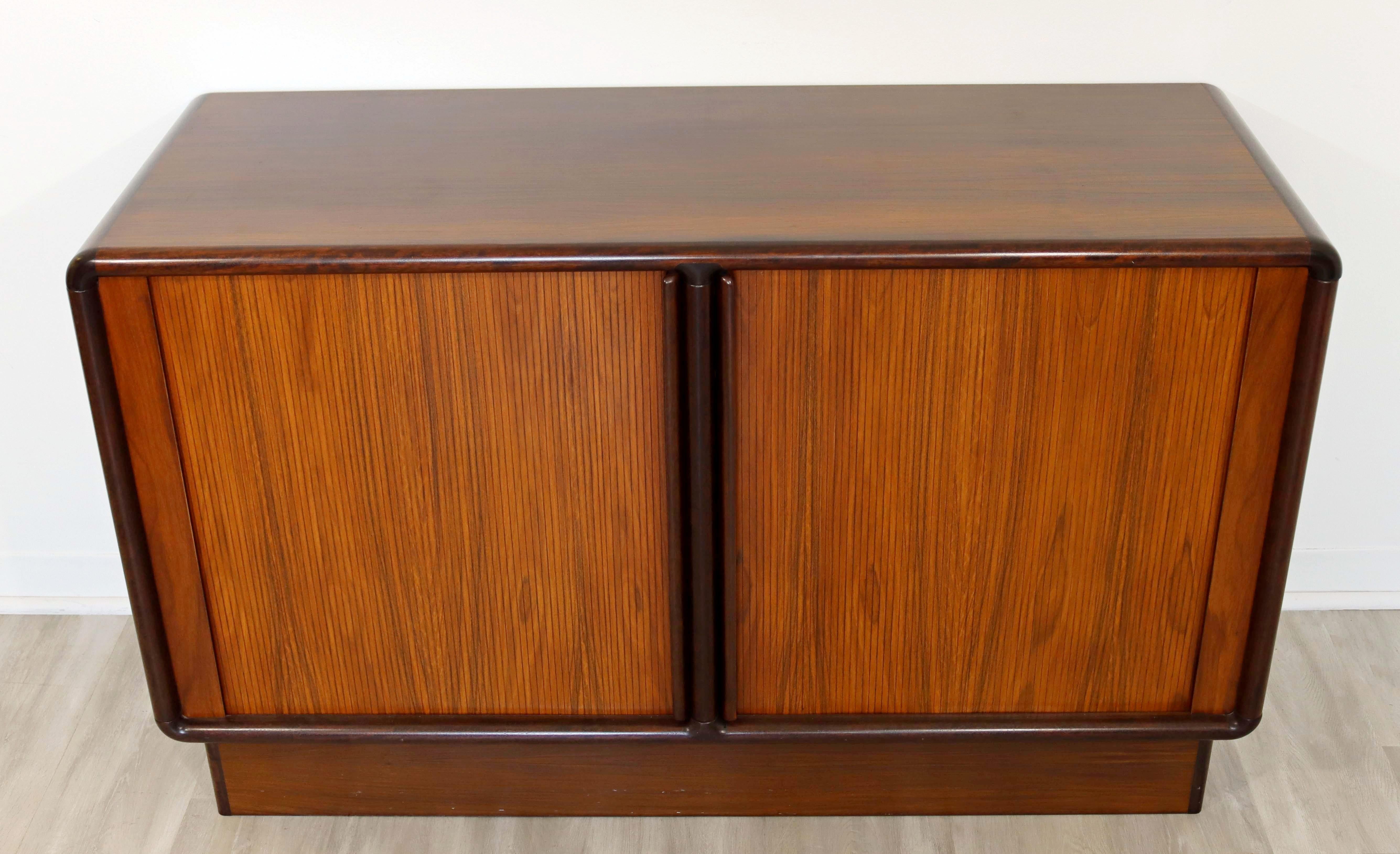 Mid-Century Modern Kibaek Mobelfabrik Danish Rosewood Credenza Tambour Doors 60s In Good Condition In Keego Harbor, MI