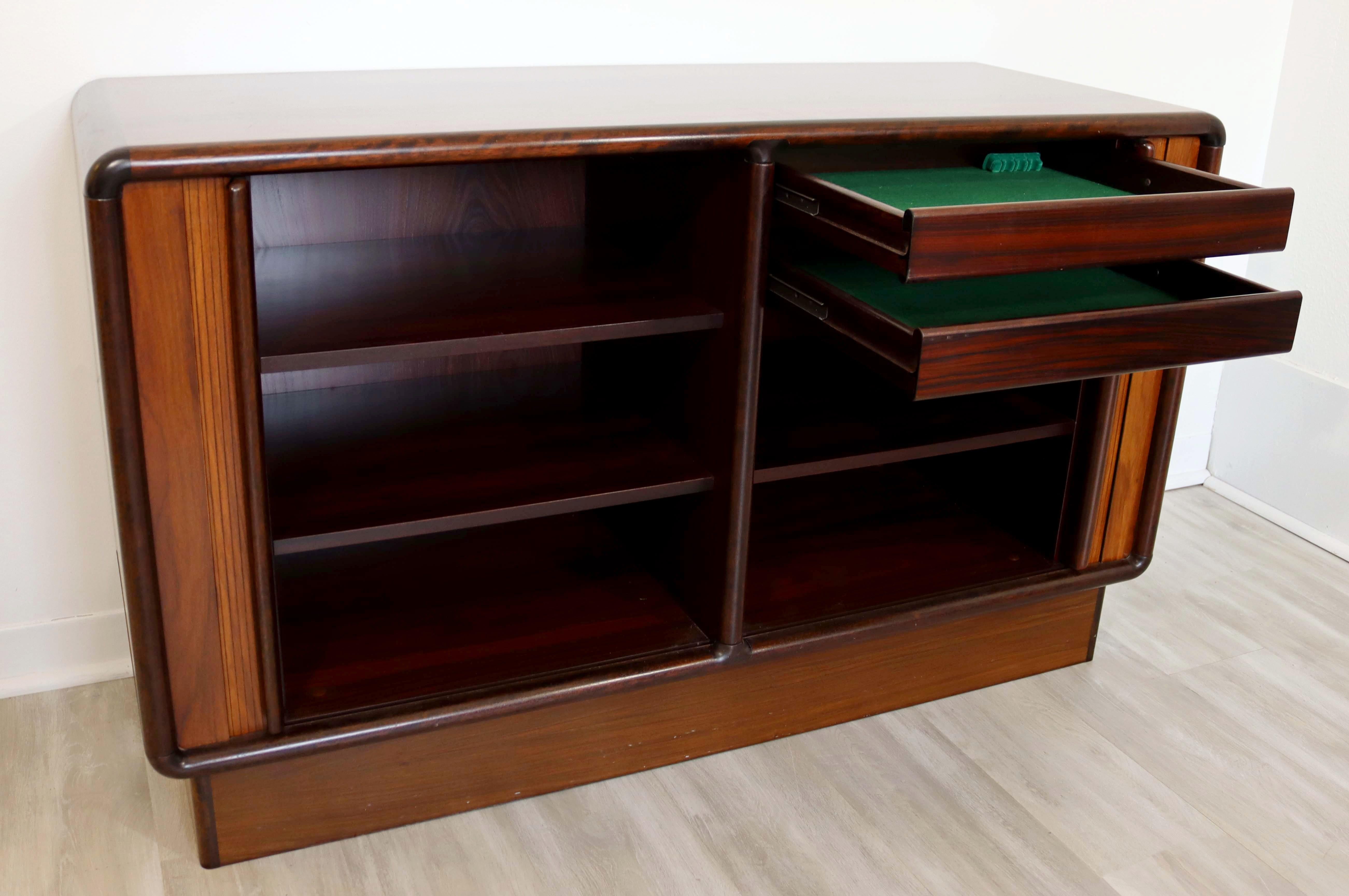 Mid-Century Modern Kibaek Mobelfabrik Danish Rosewood Credenza Tambour Doors 60s 3